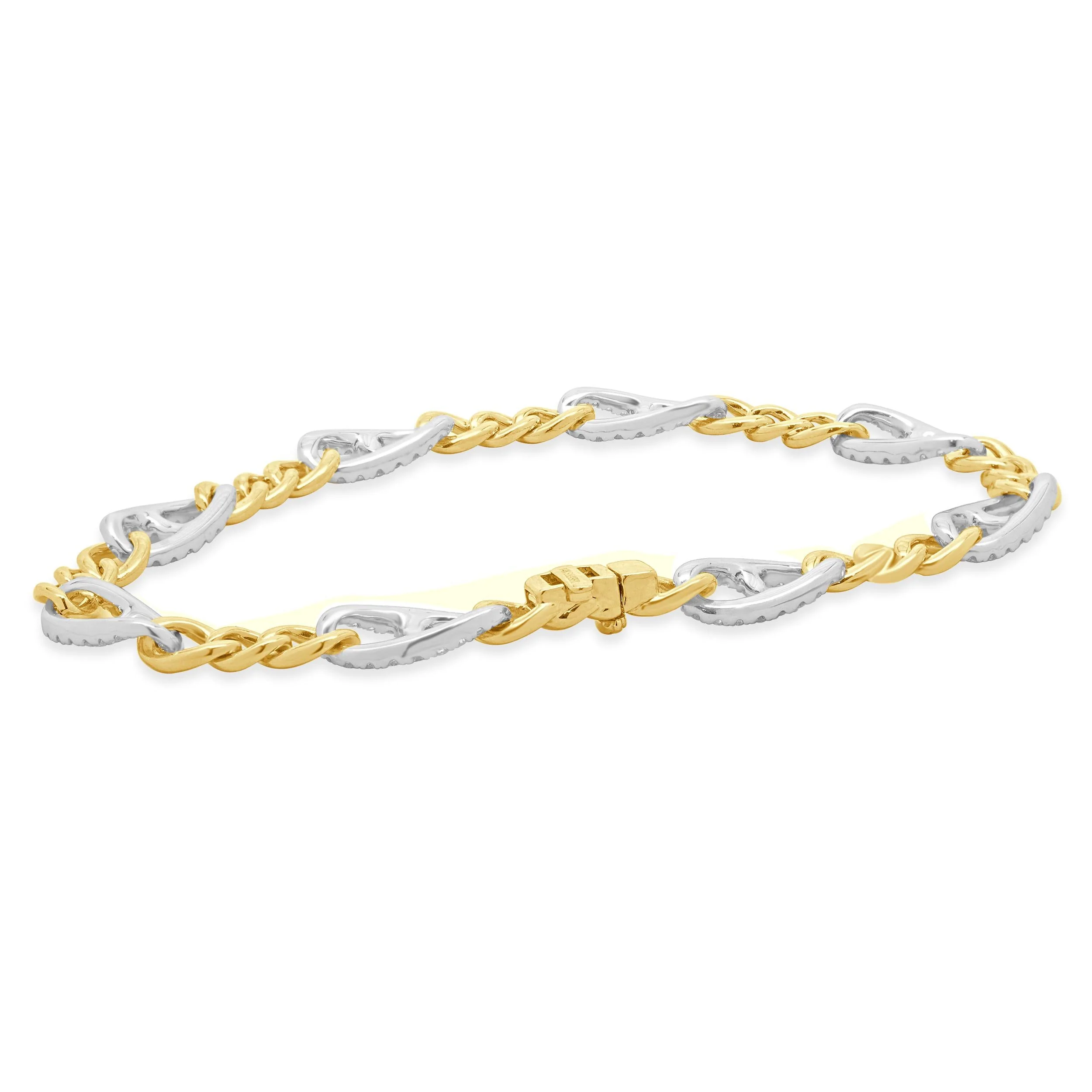14 Karat Two Tone Diamond Gucci Link Bracelet - Image 2