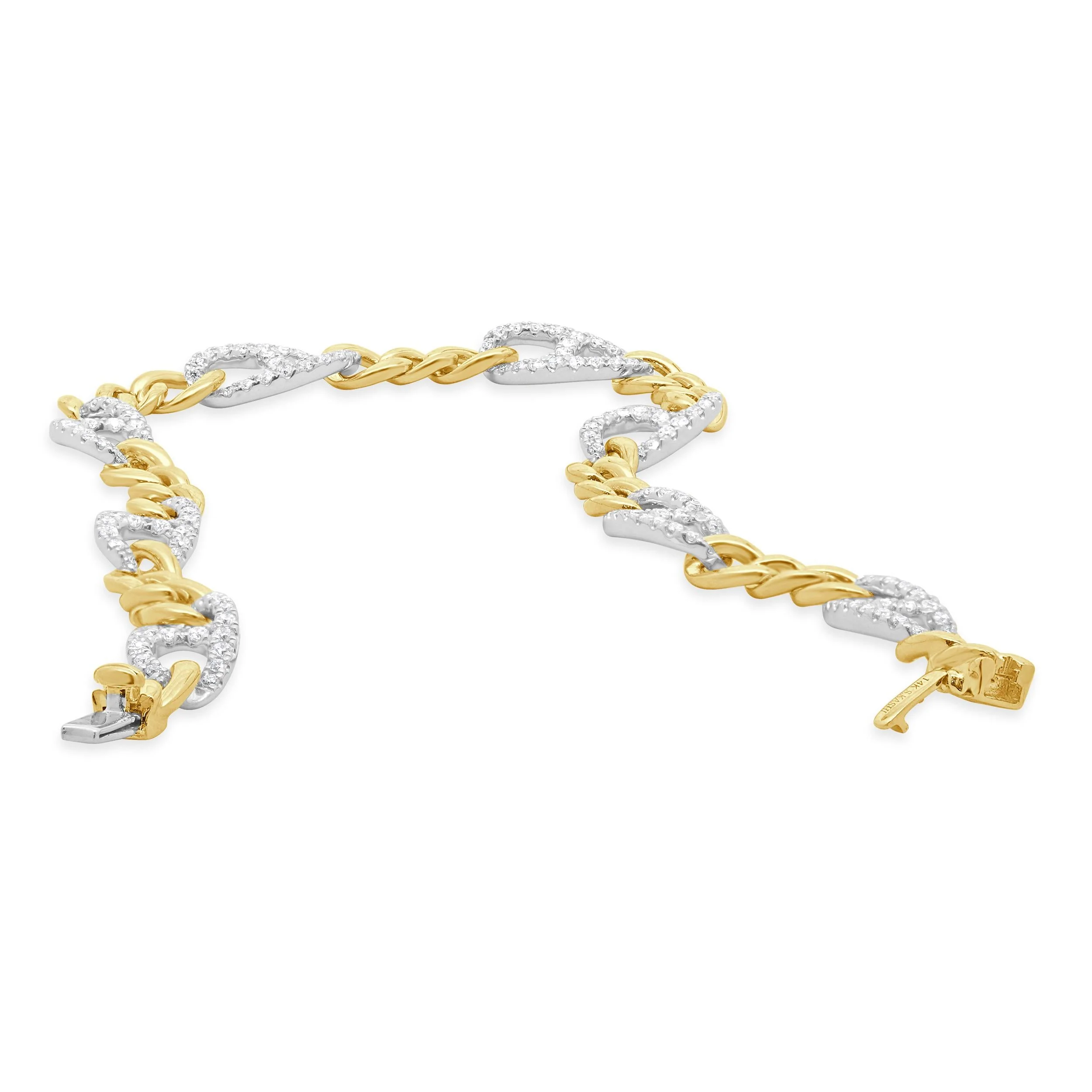 14 Karat Two Tone Diamond Gucci Link Bracelet - Image 3