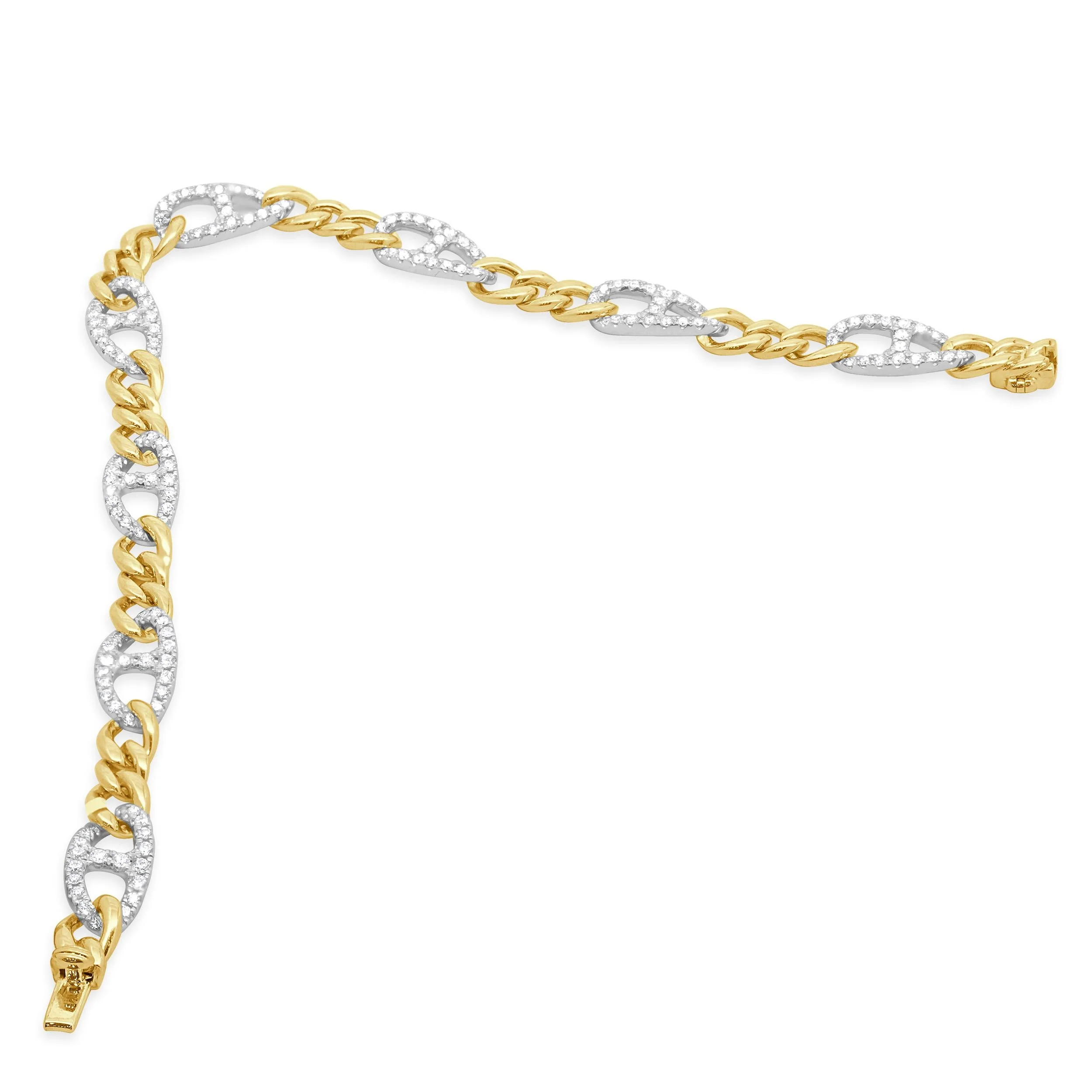 14 Karat Two Tone Diamond Gucci Link Bracelet - Image 4