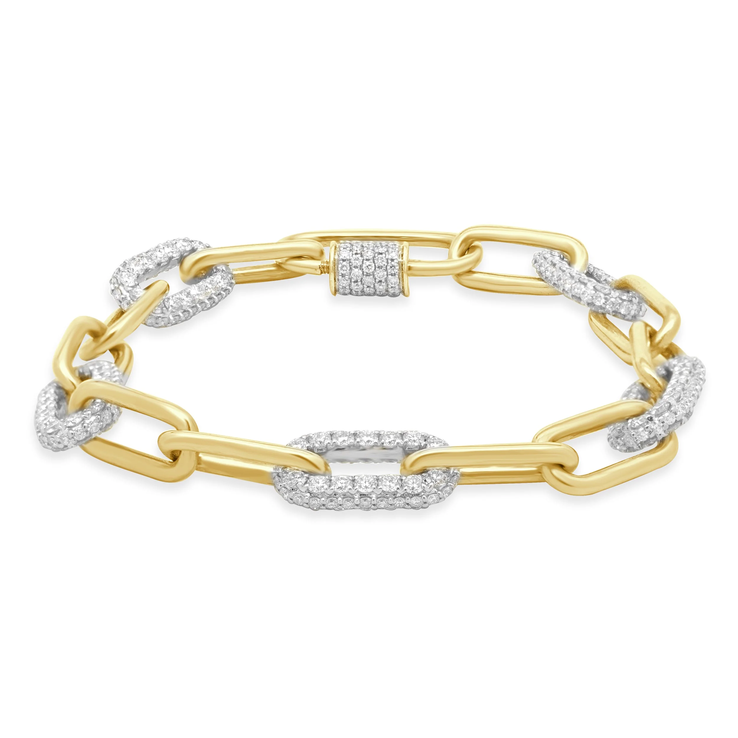 14 Karat Two-tone Diamond Paperclip Bracelet