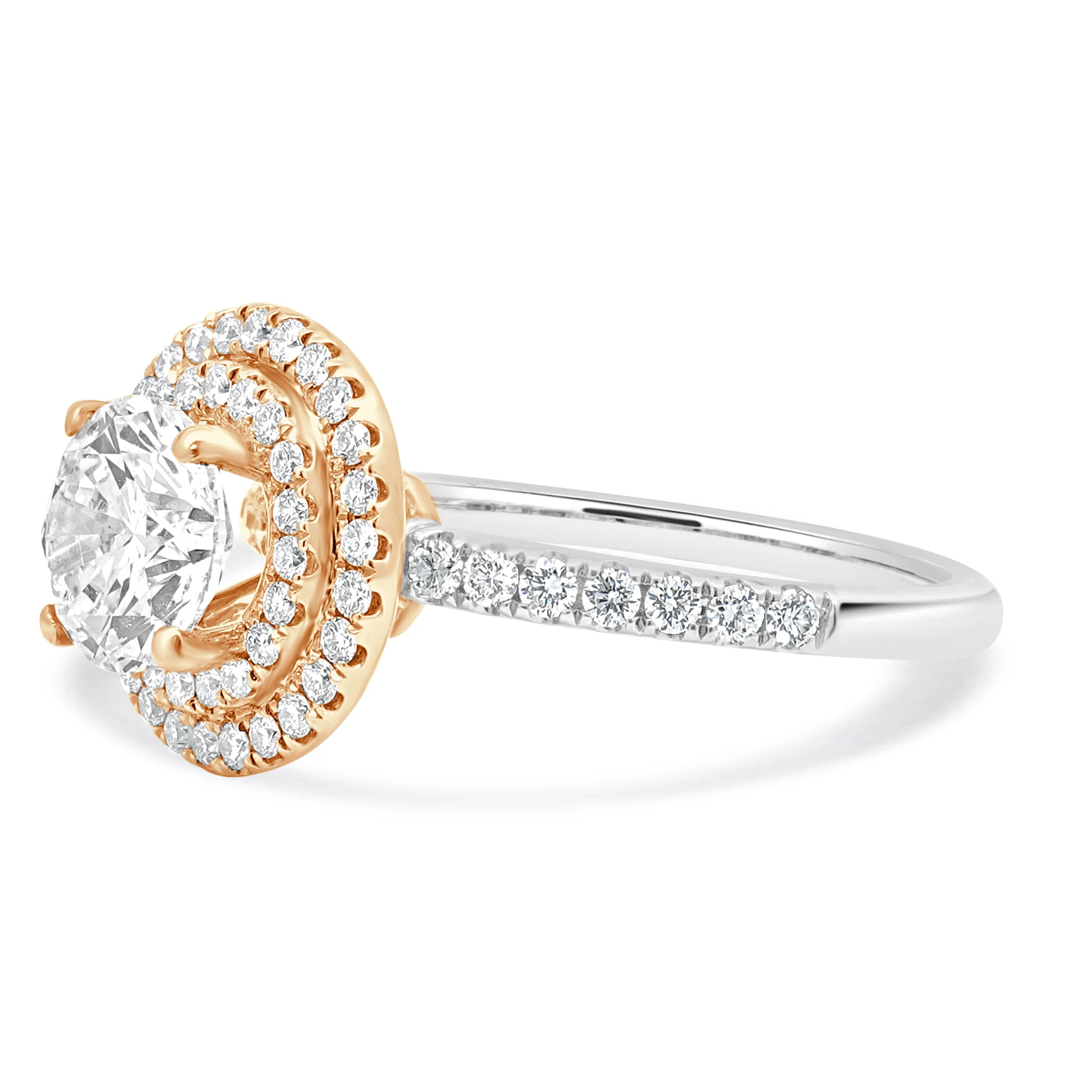 14 Karat Two-Tone Double Halo Diamond Engagement Ring - Image 2