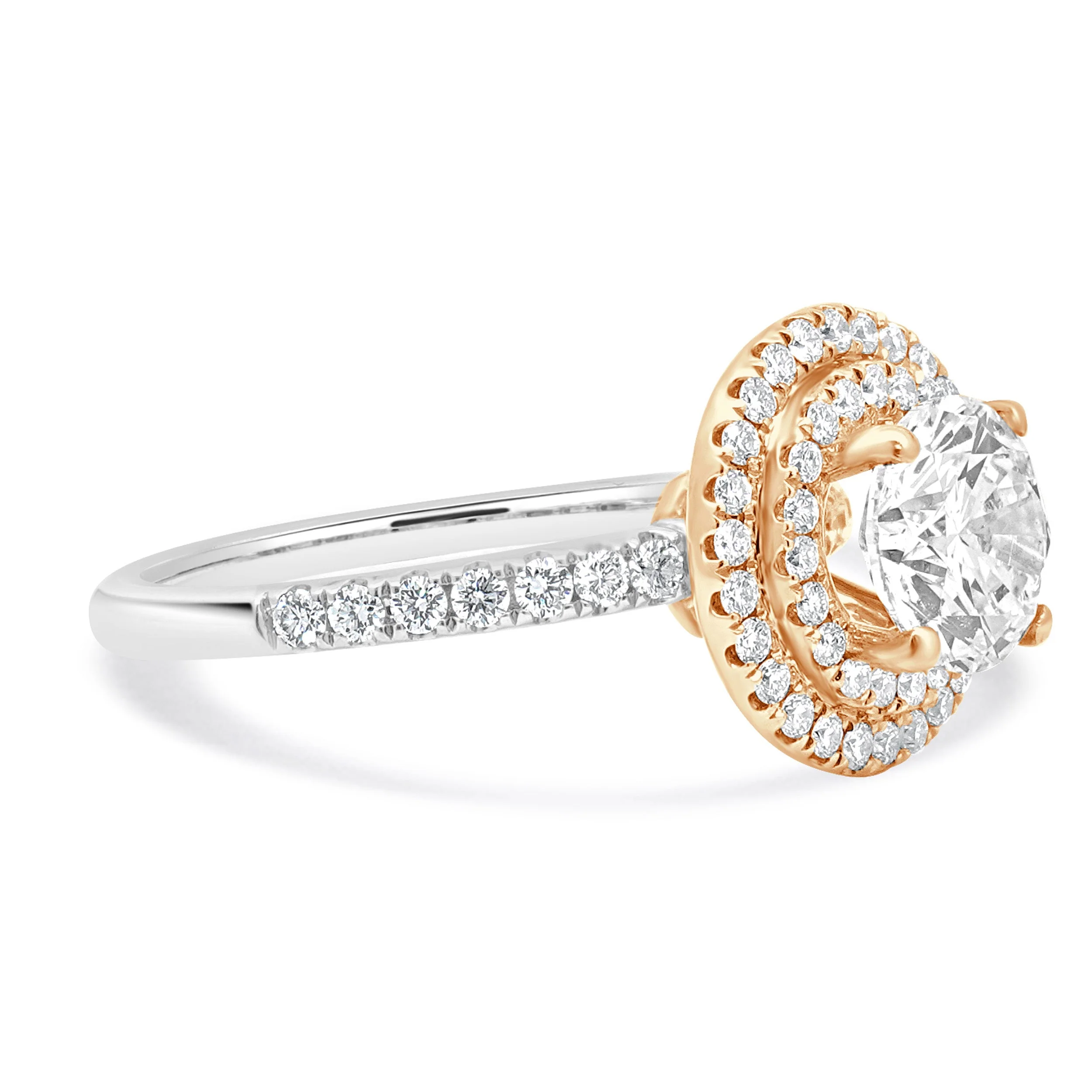 14 Karat Two-Tone Double Halo Diamond Engagement Ring - Image 4