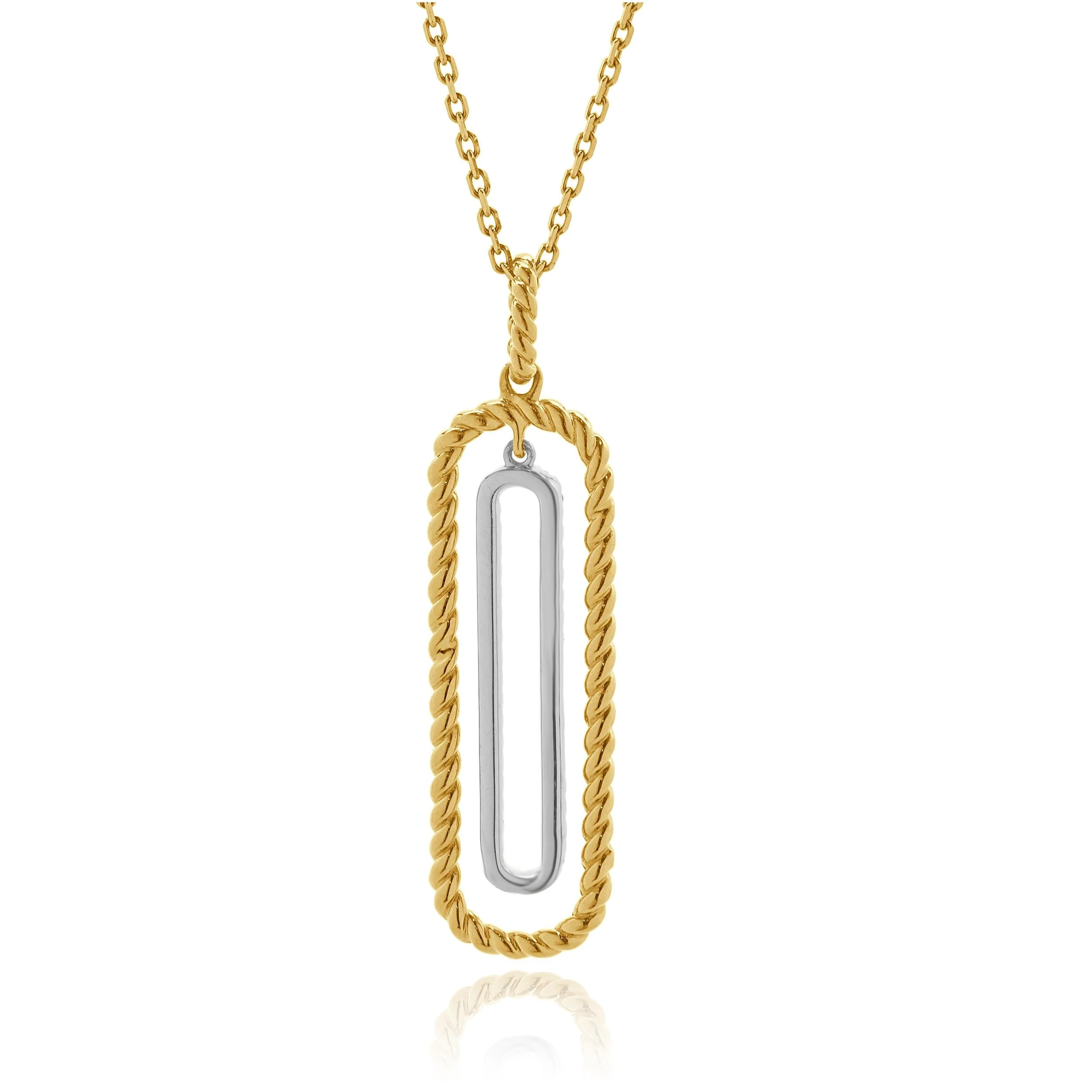 14 Karat Two Tone Gold Open Drop Diamond Necklace - Image 3