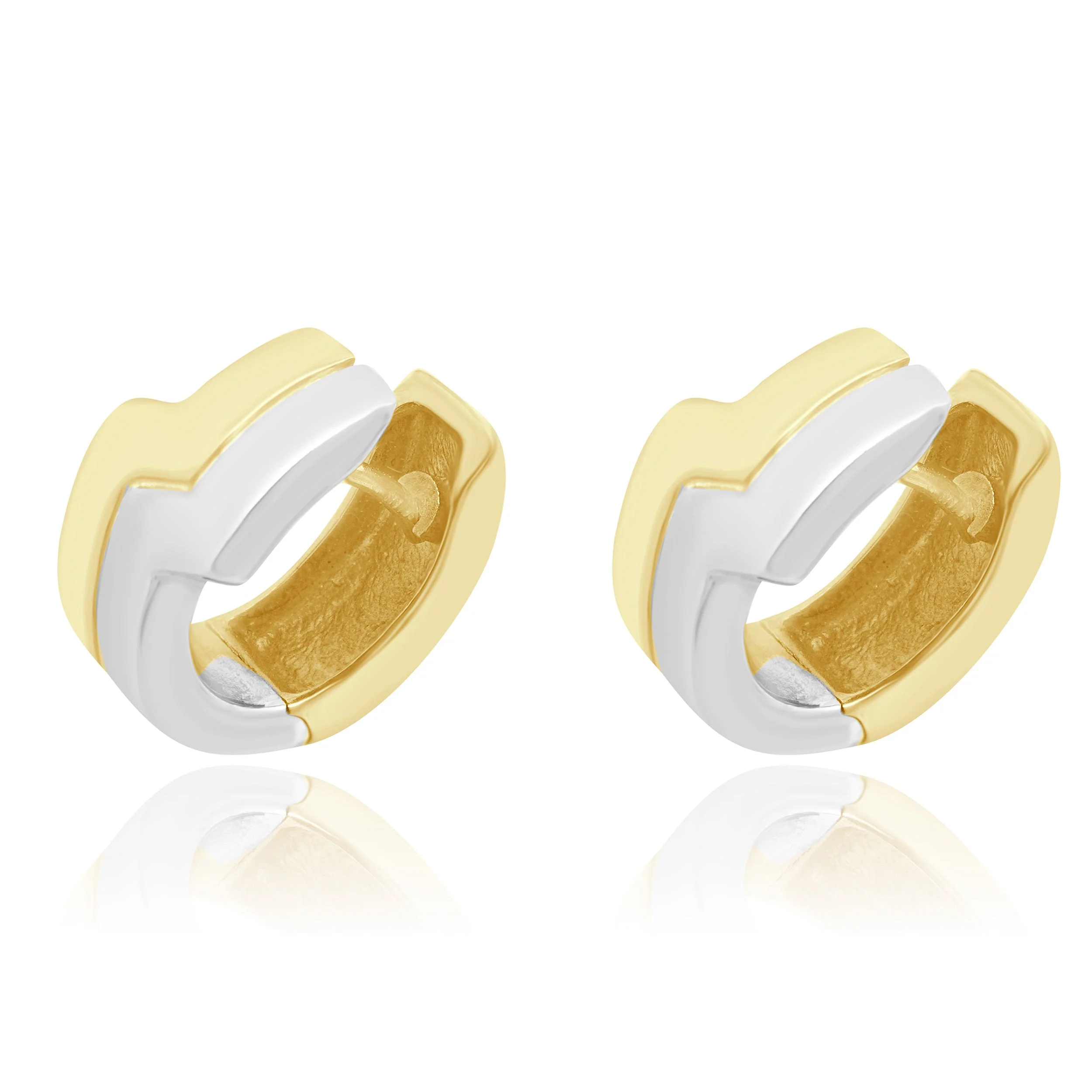 14 Karat Two Tone Huggie Earrings - Image 2