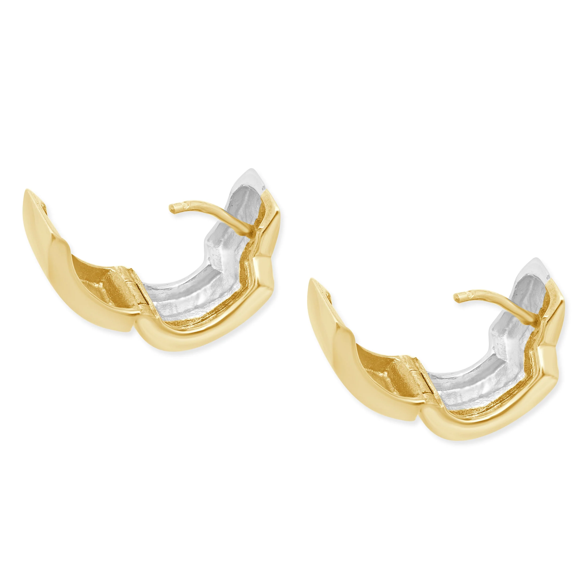 14 Karat Two Tone Huggie Earrings - Image 4