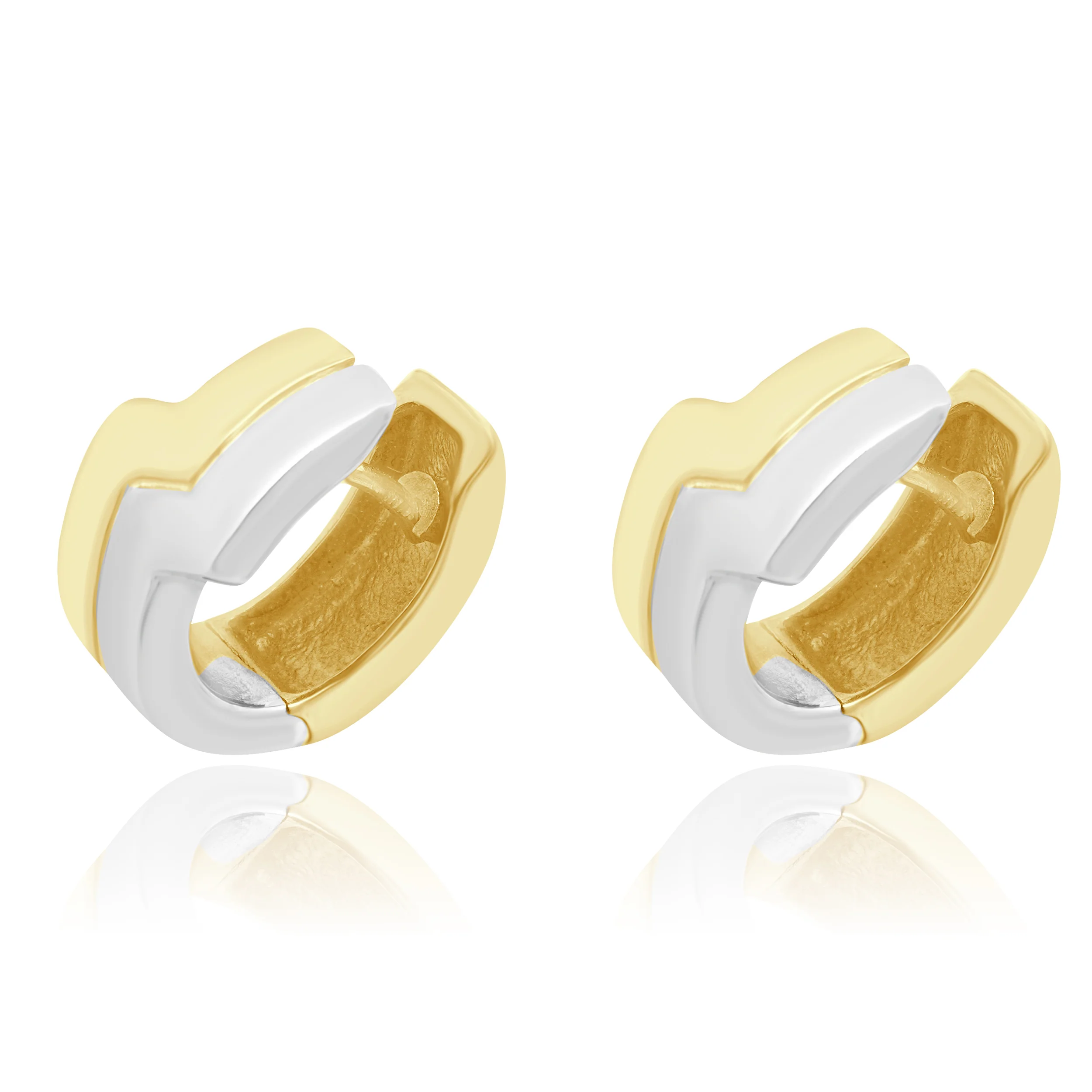 14 Karat Two Tone Huggie Earrings - Image 2