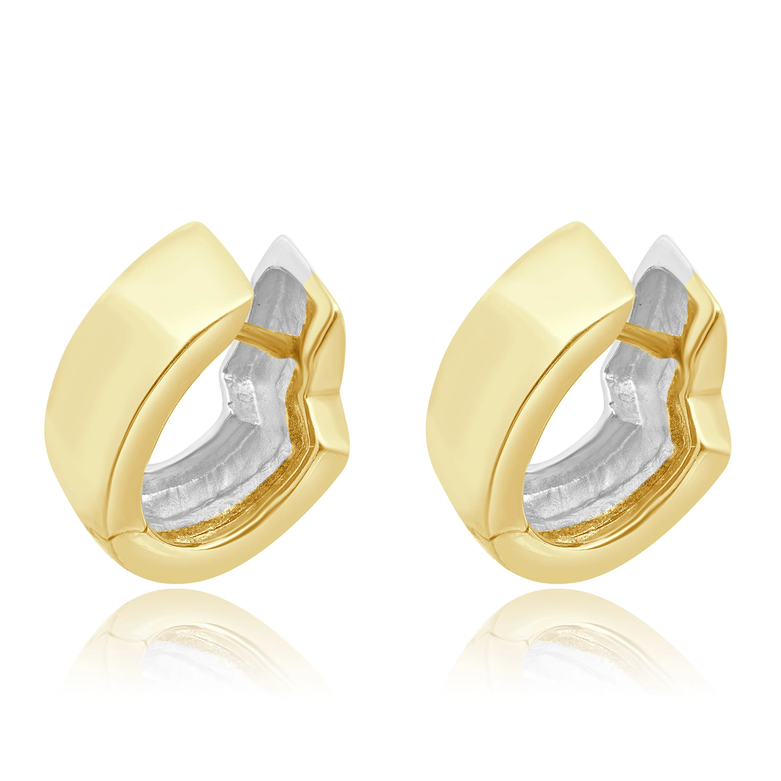 14 Karat Two Tone Huggie Earrings - Image 3