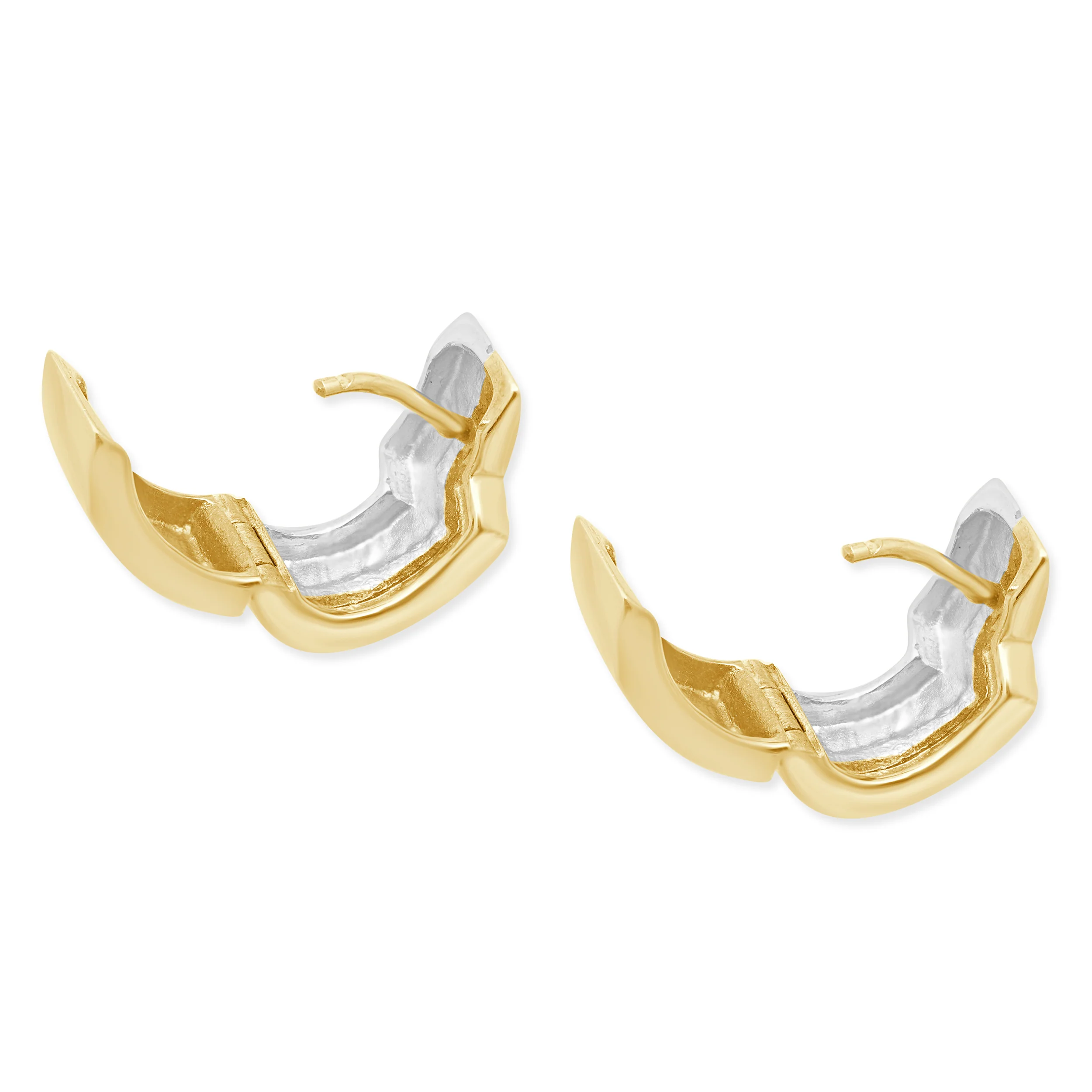 14 Karat Two Tone Huggie Earrings - Image 4