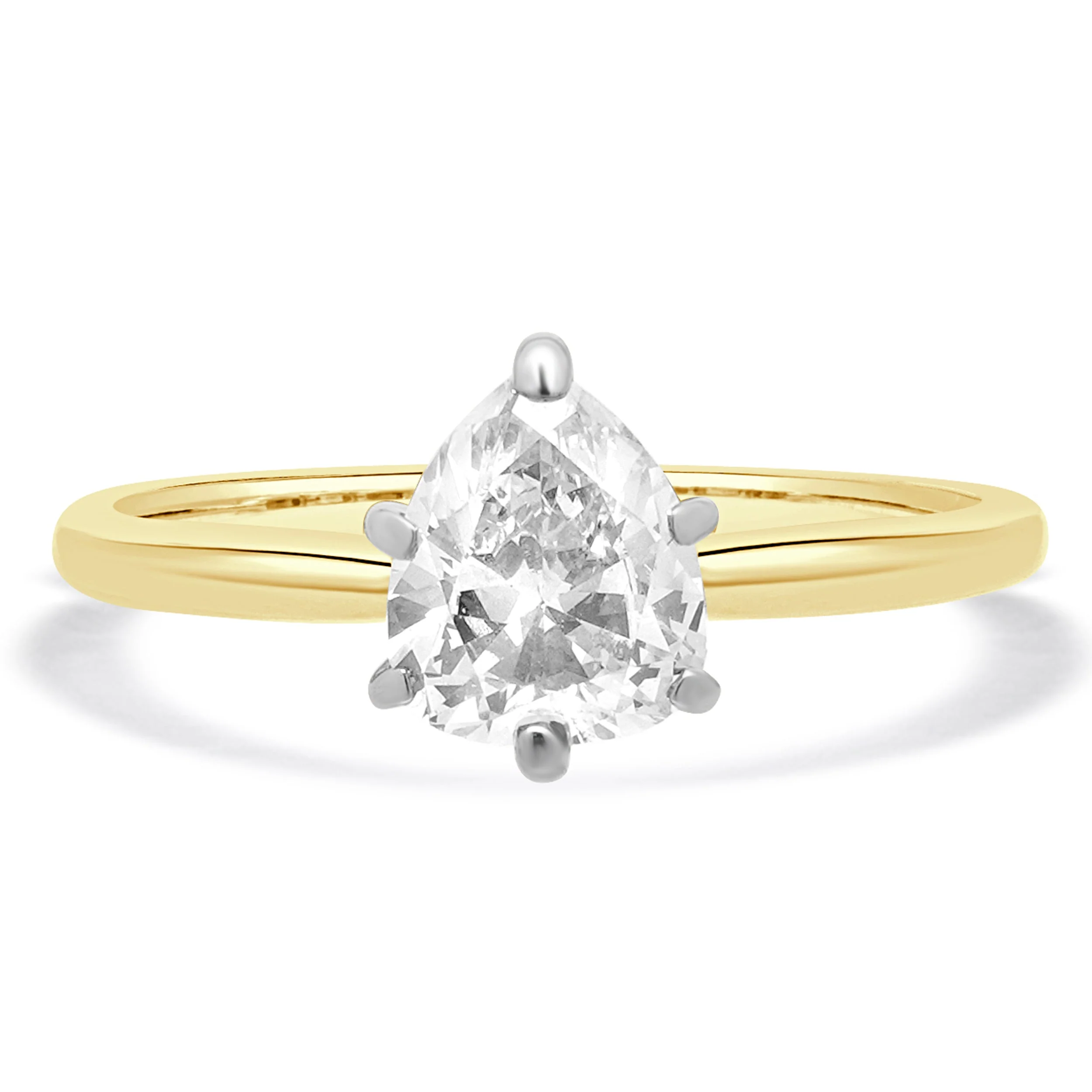 14 Karat Two Tone Pear Shaped Diamond Solitaire Ring