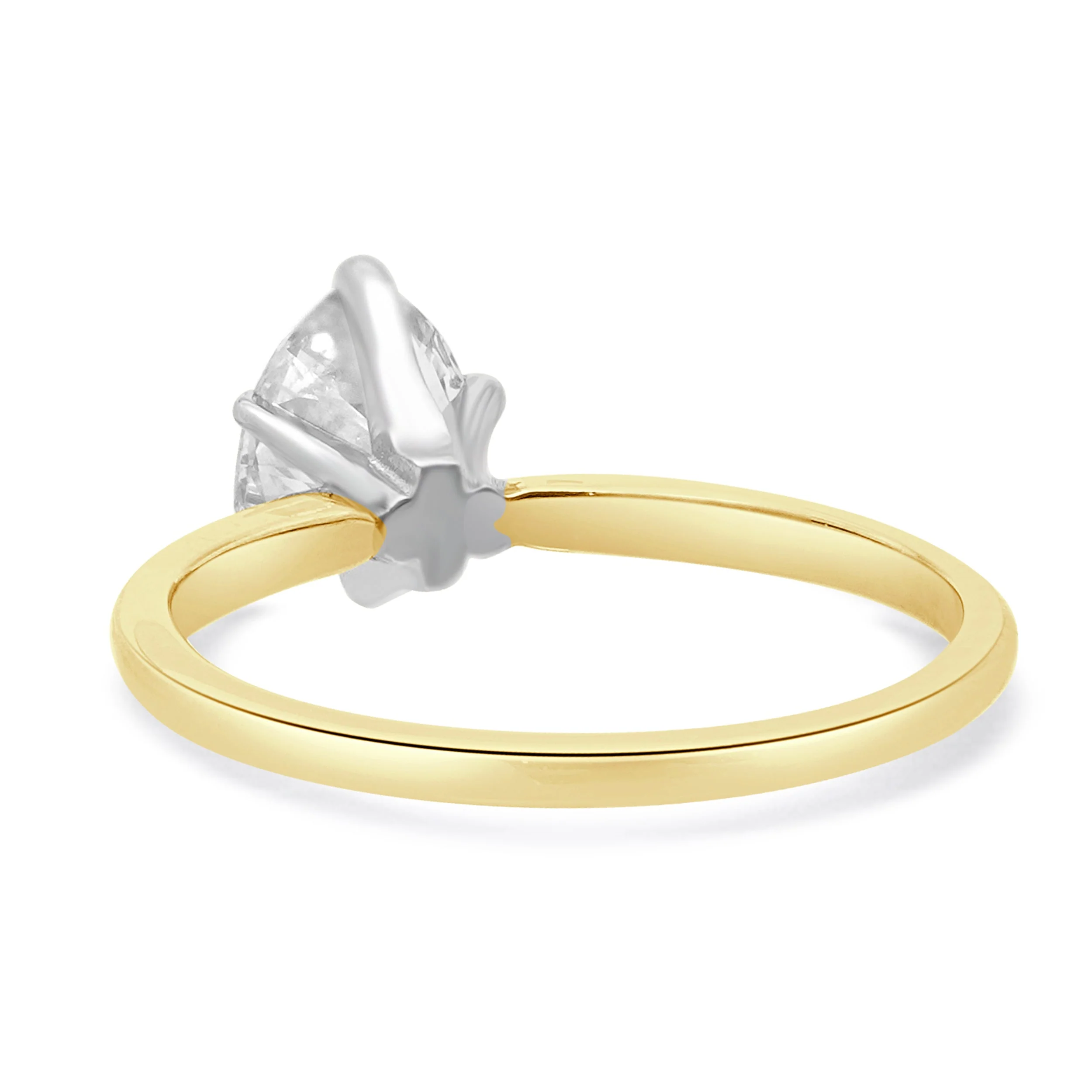 14 Karat Two Tone Pear Shaped Diamond Solitaire Ring - Image 3