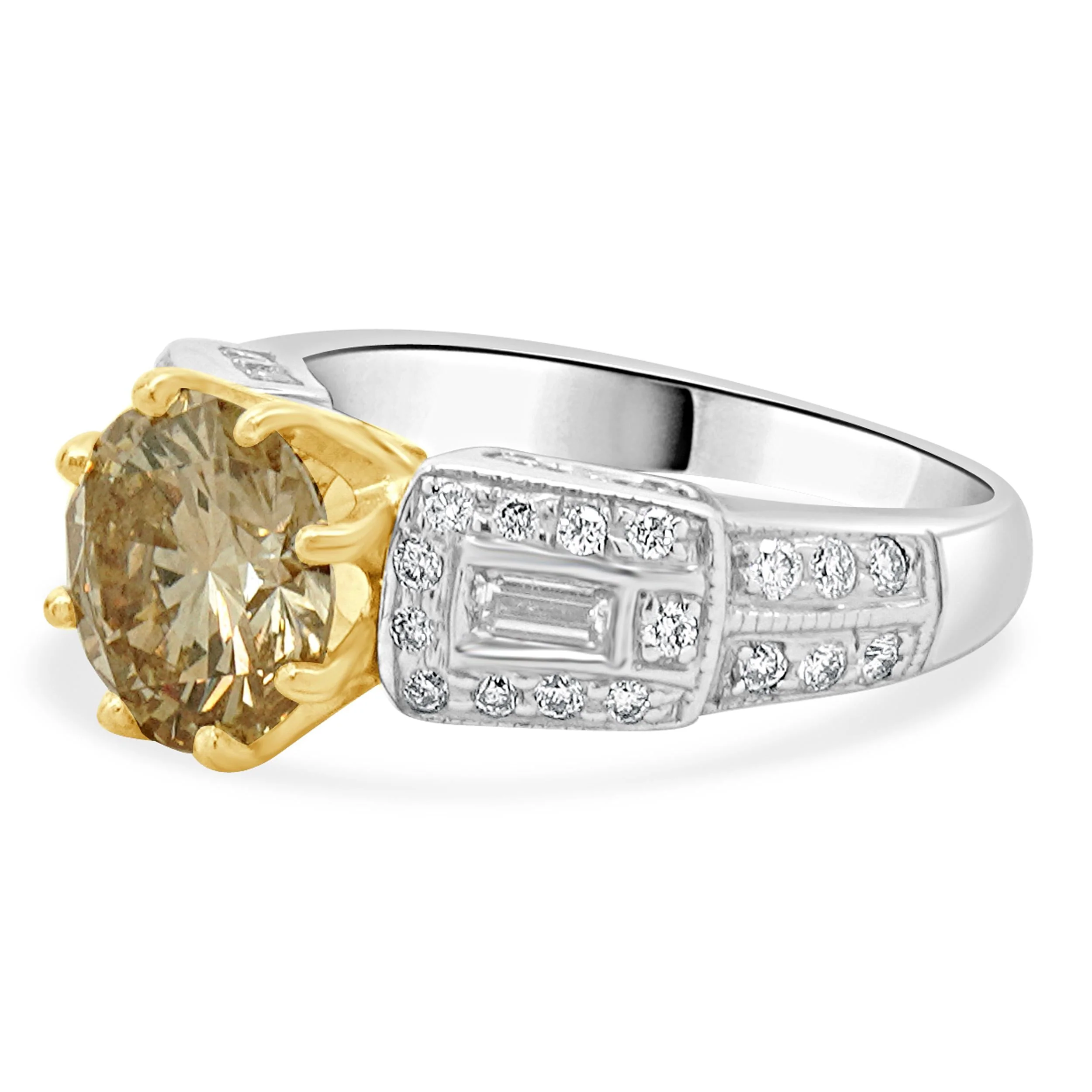 14 Karat Two Tone Round Brilliant Cut Diamond Engagement Ring - Image 2