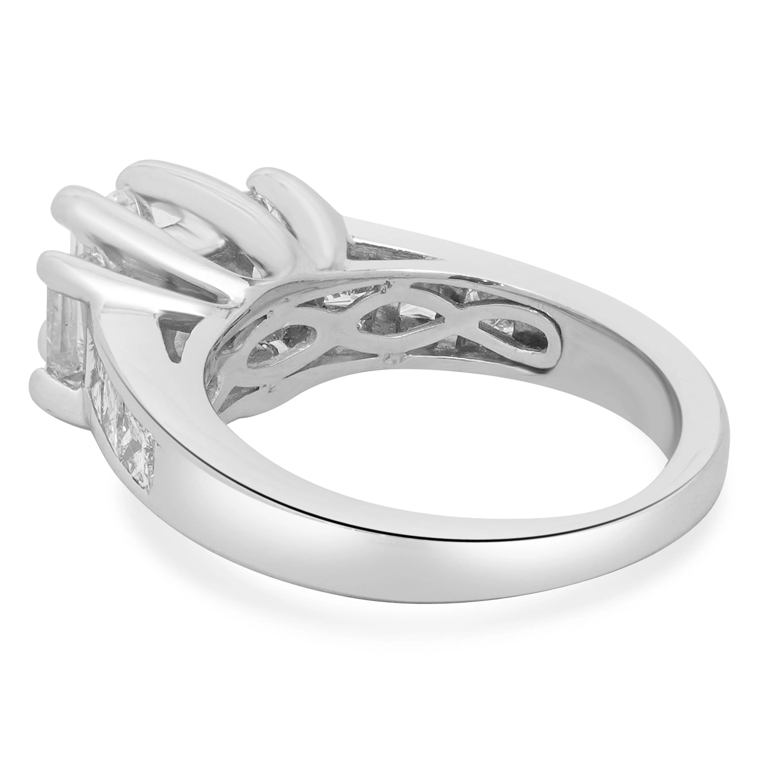 14 Karat White Gold 3 Step Emerald Diamond Engagement Ring - Image 4
