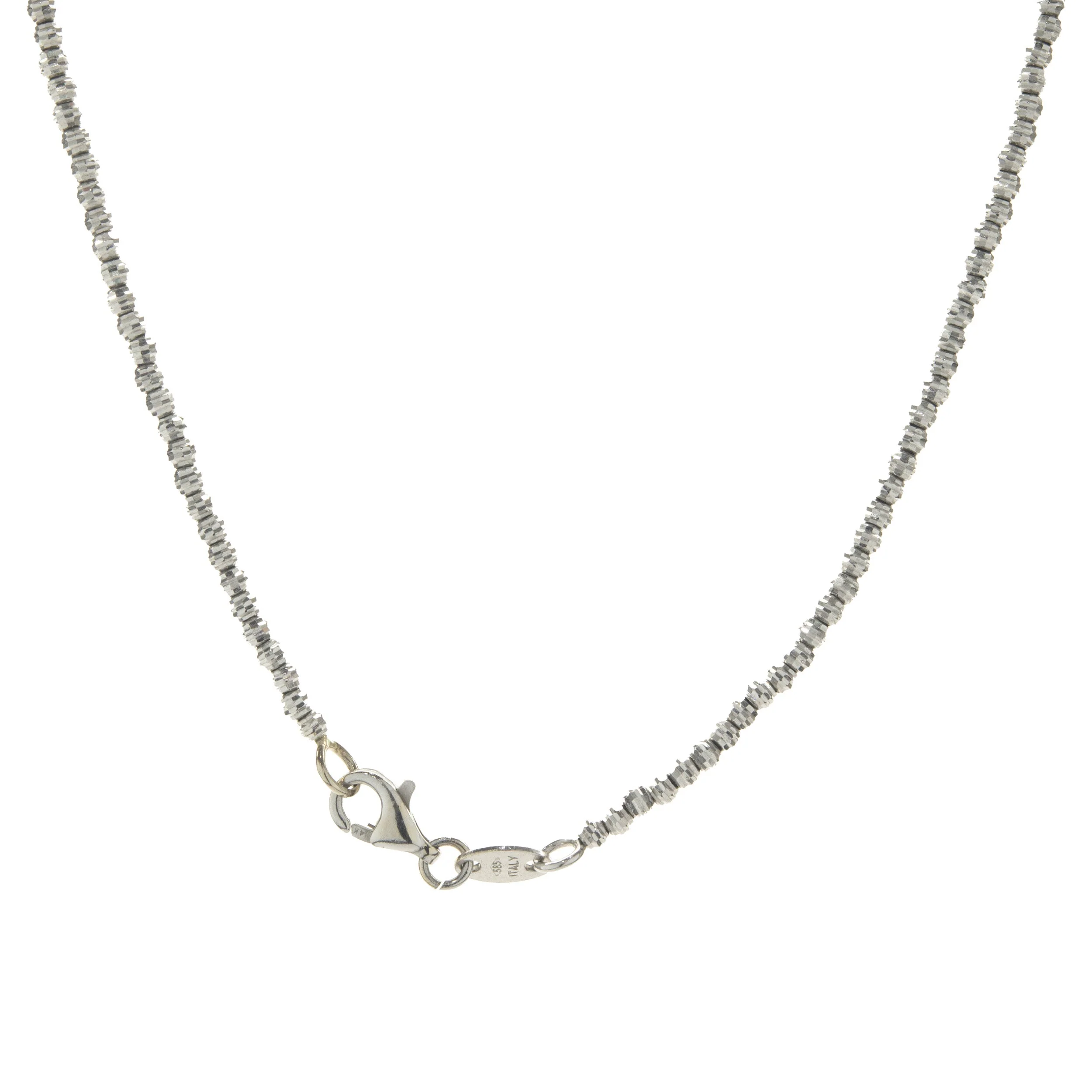 14 Karat White Gold 3MM Diamond Cut Ball Chain - Image 2