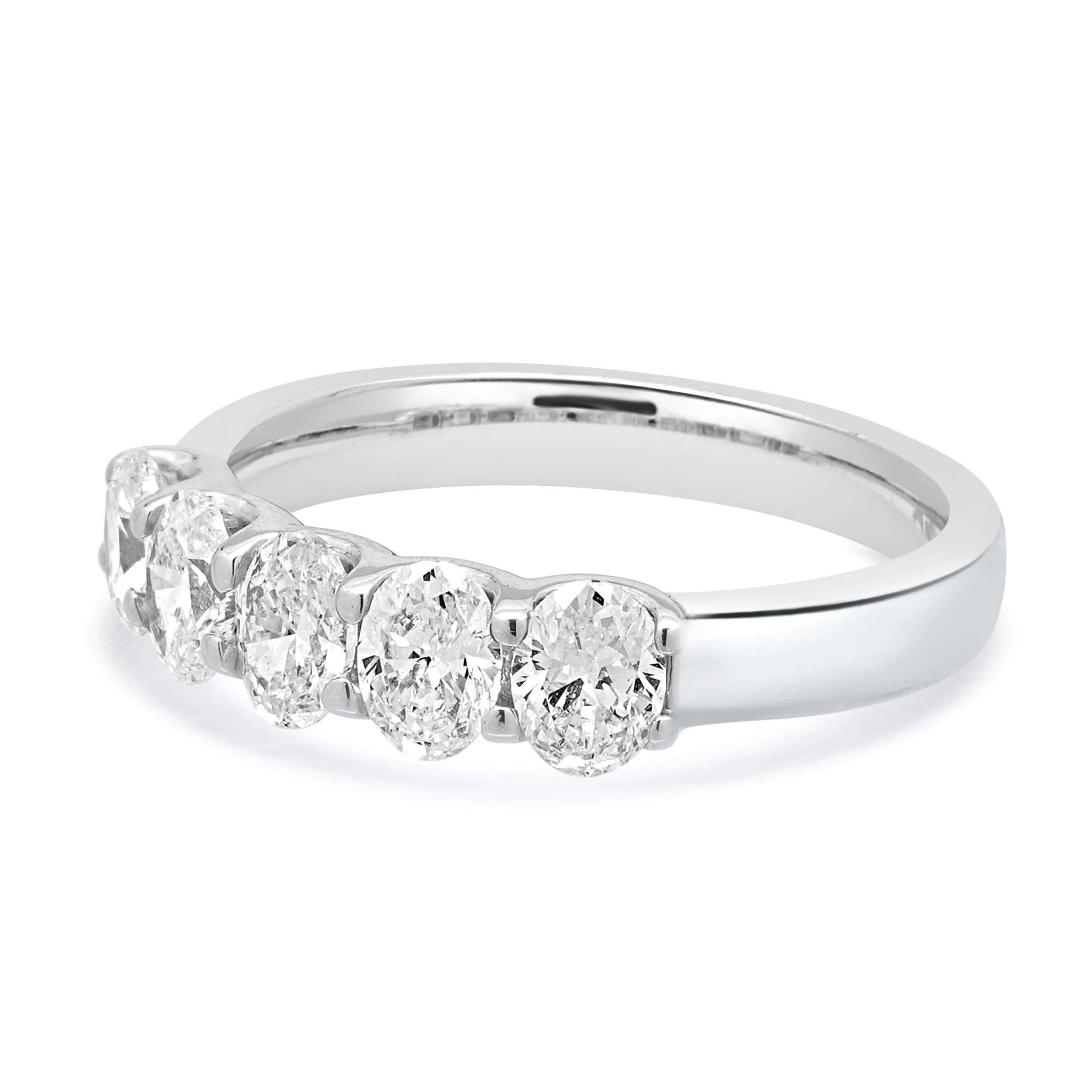 14 Karat White Gold 5 Oval Diamond Ring - Image 2