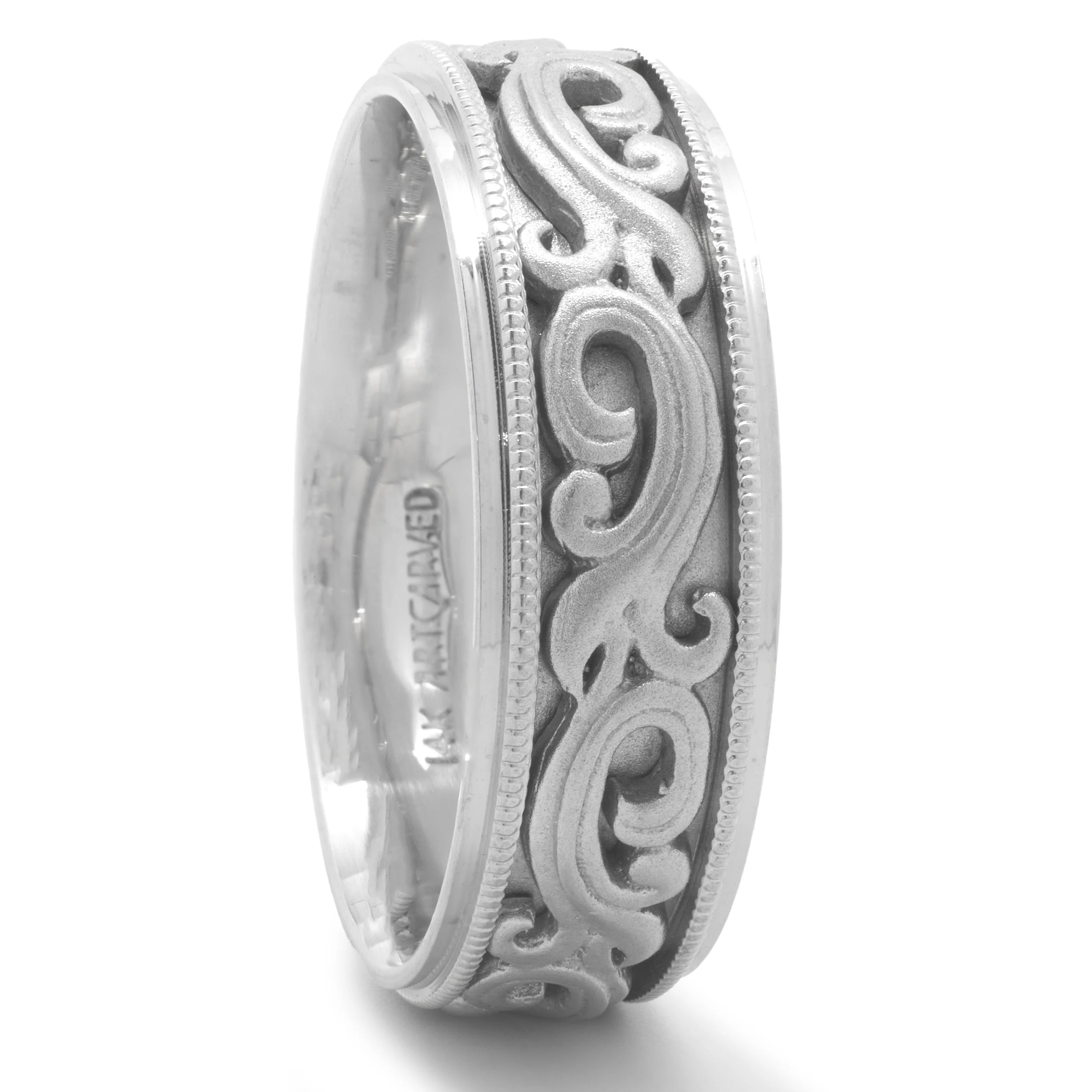 14 Karat White Gold 7MM Filigree Band - Image 3