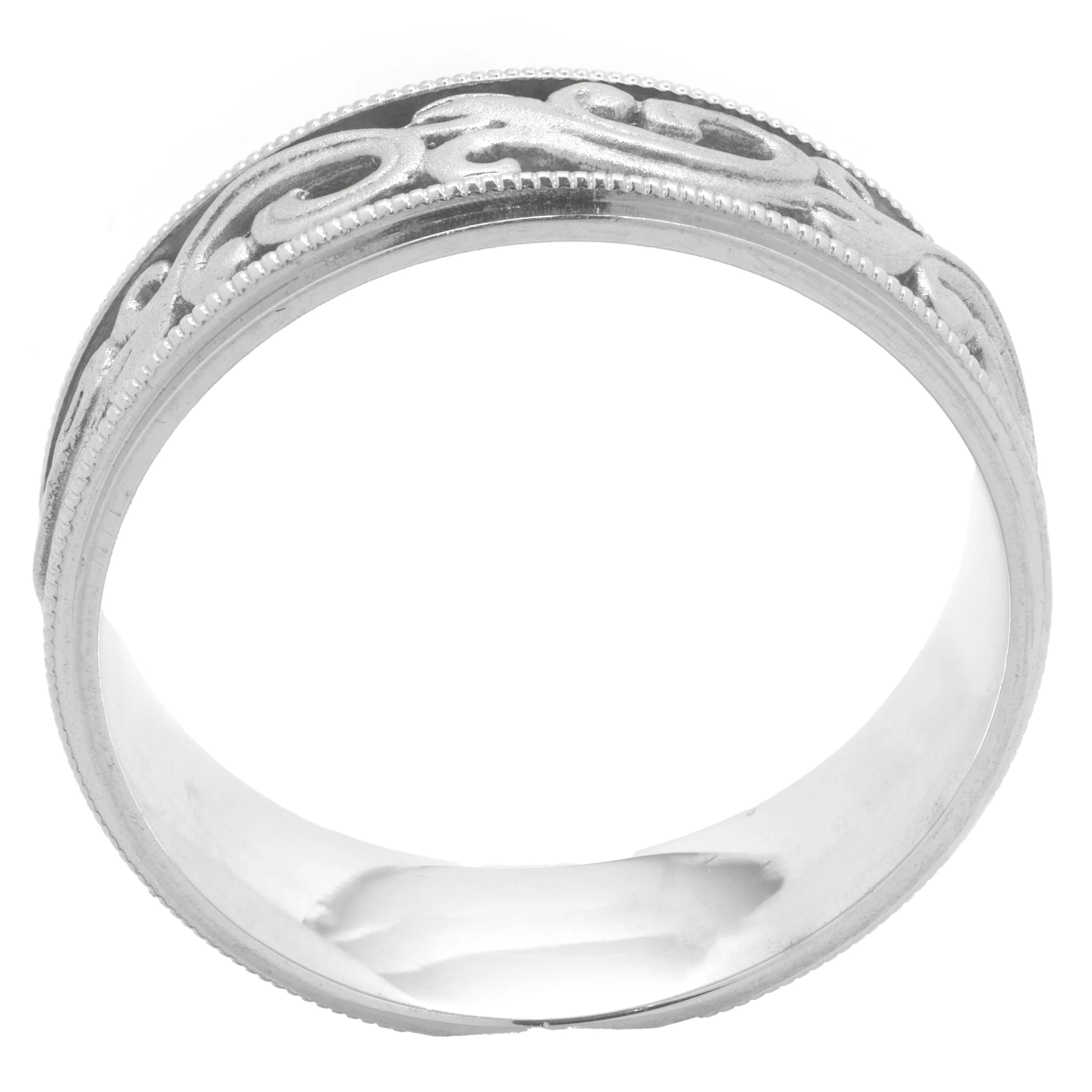 14 Karat White Gold 7MM Filigree Band - Image 4