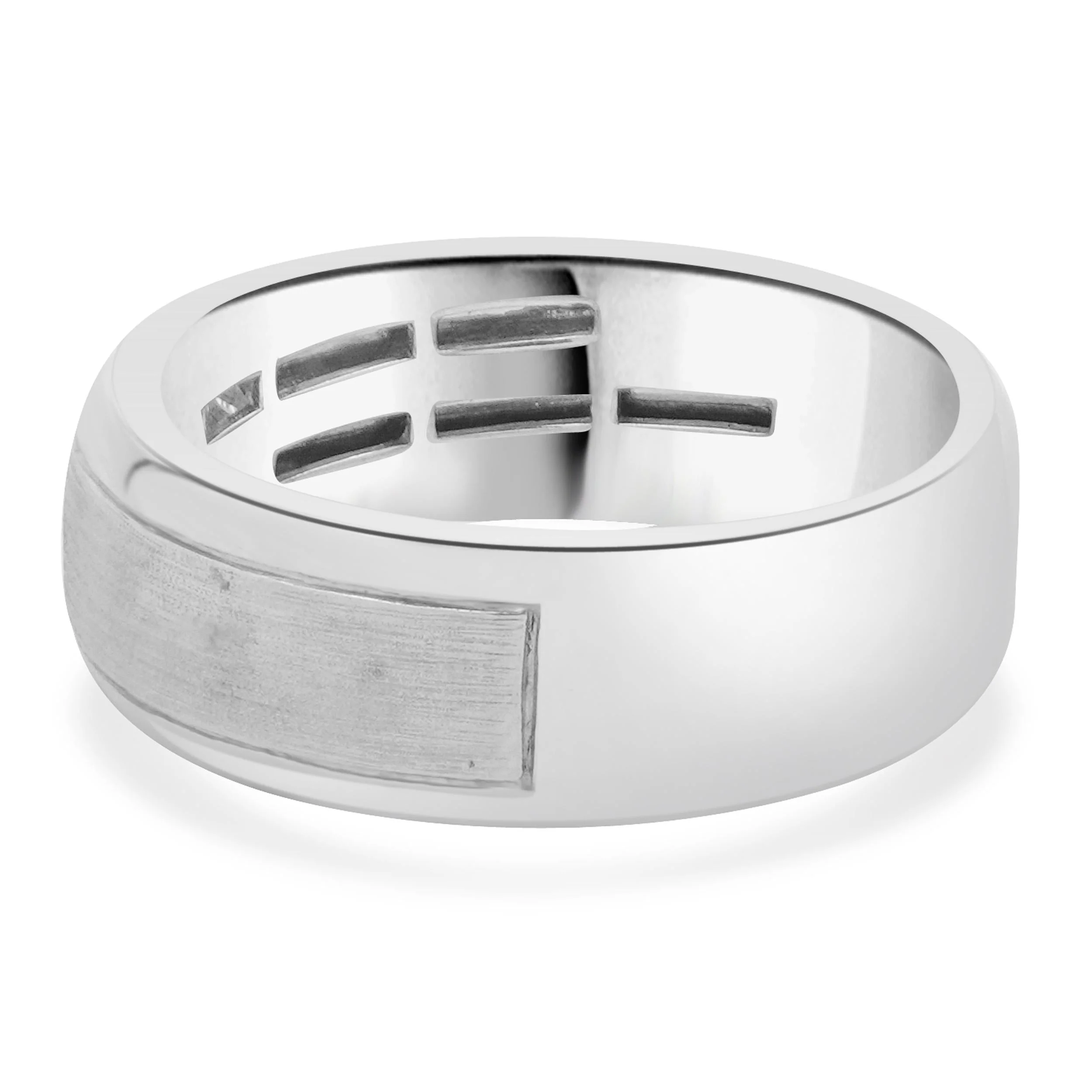 14 Karat White Gold 8mm Comfort Fit Princess Cut Diamond Wedding Band - Image 3
