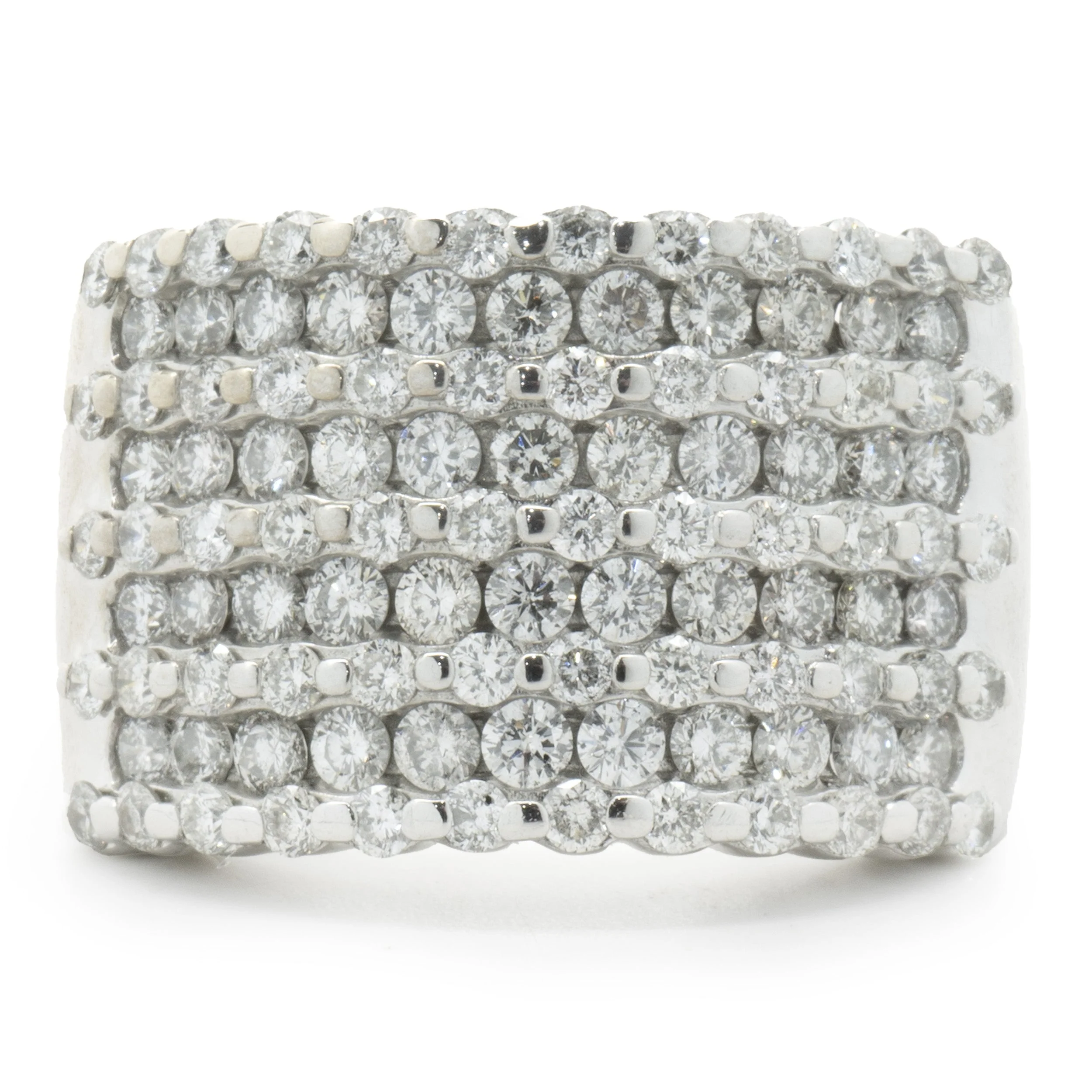 14 Karat White Gold 9 Row Diamond Ring