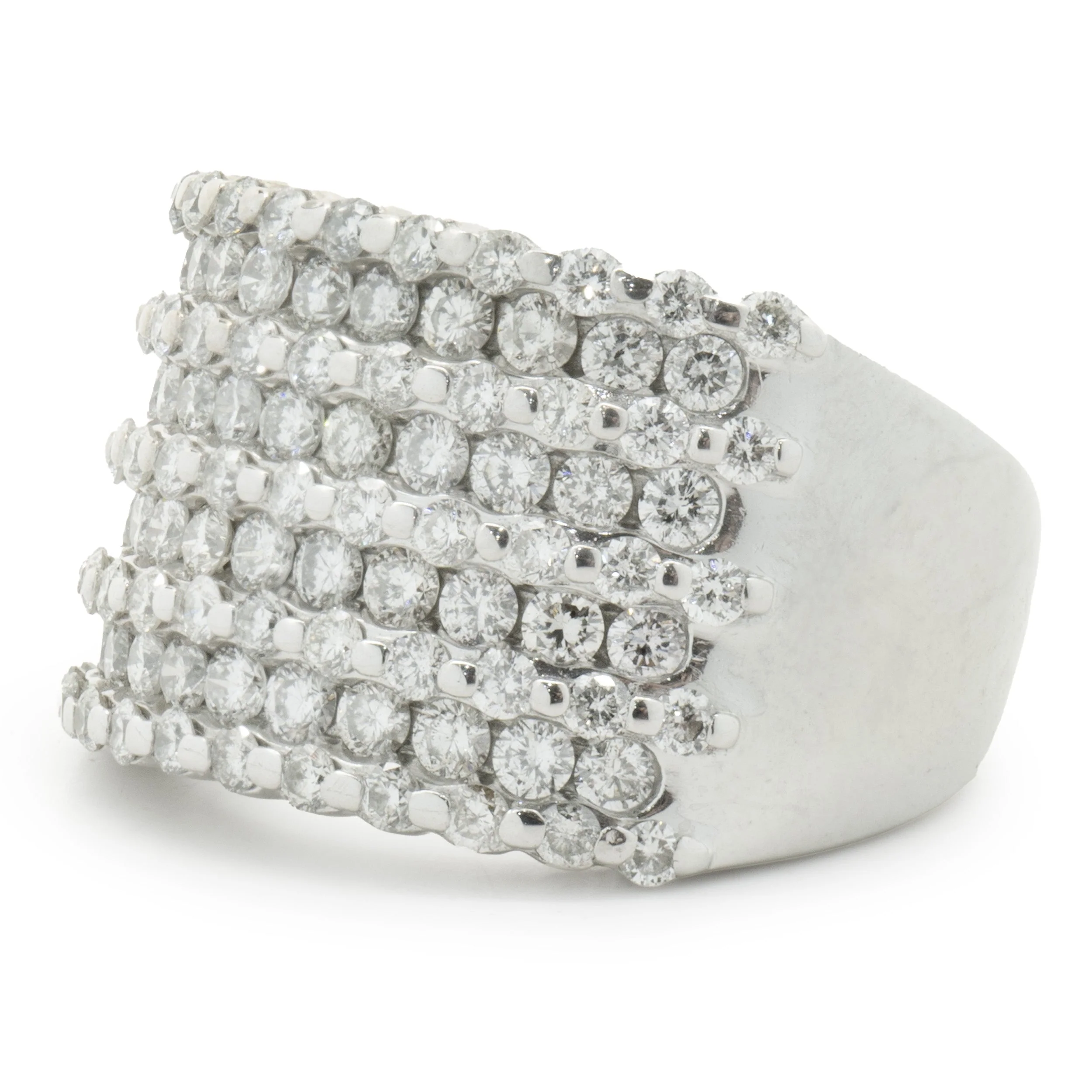 14 Karat White Gold 9 Row Diamond Ring - Image 2