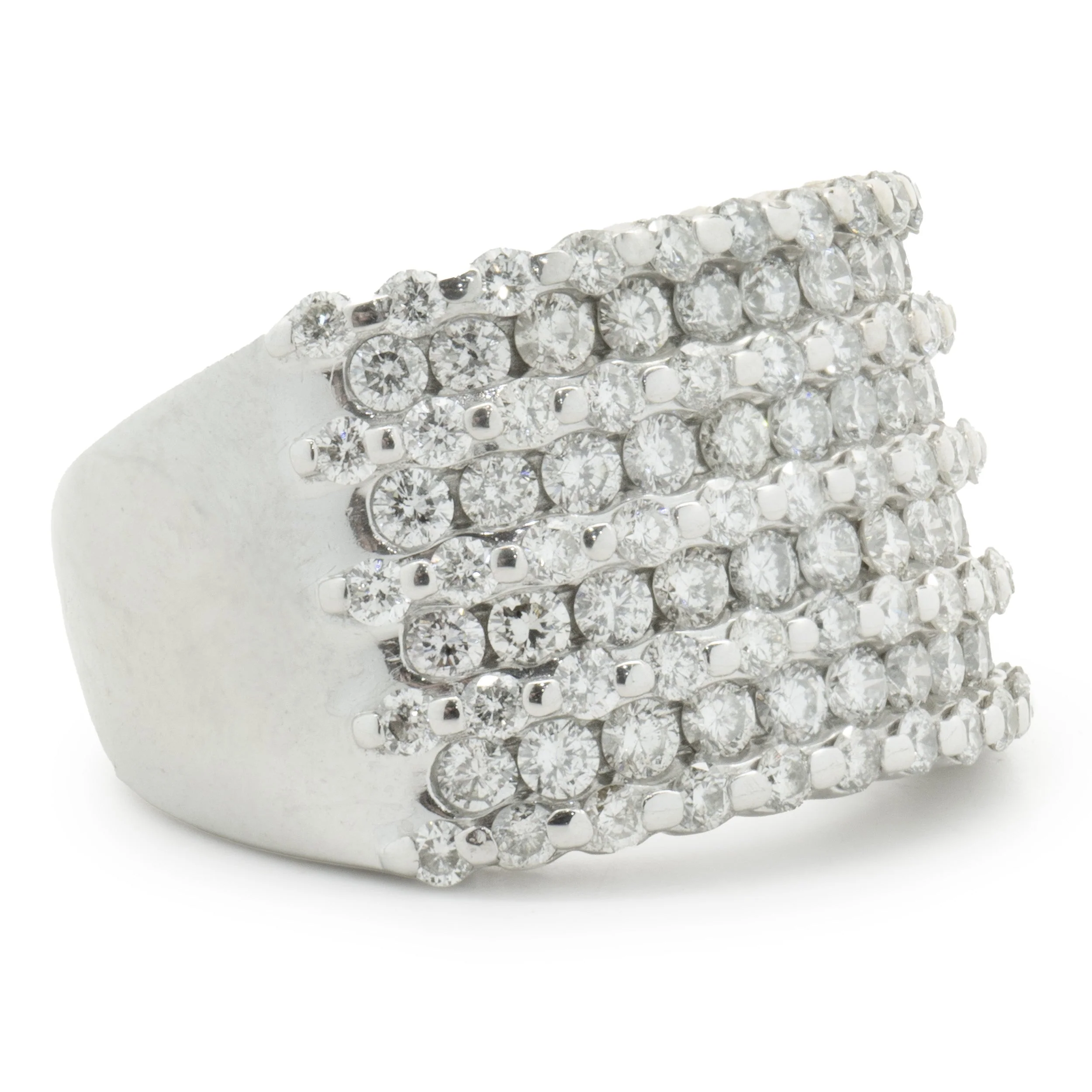 14 Karat White Gold 9 Row Diamond Ring - Image 4