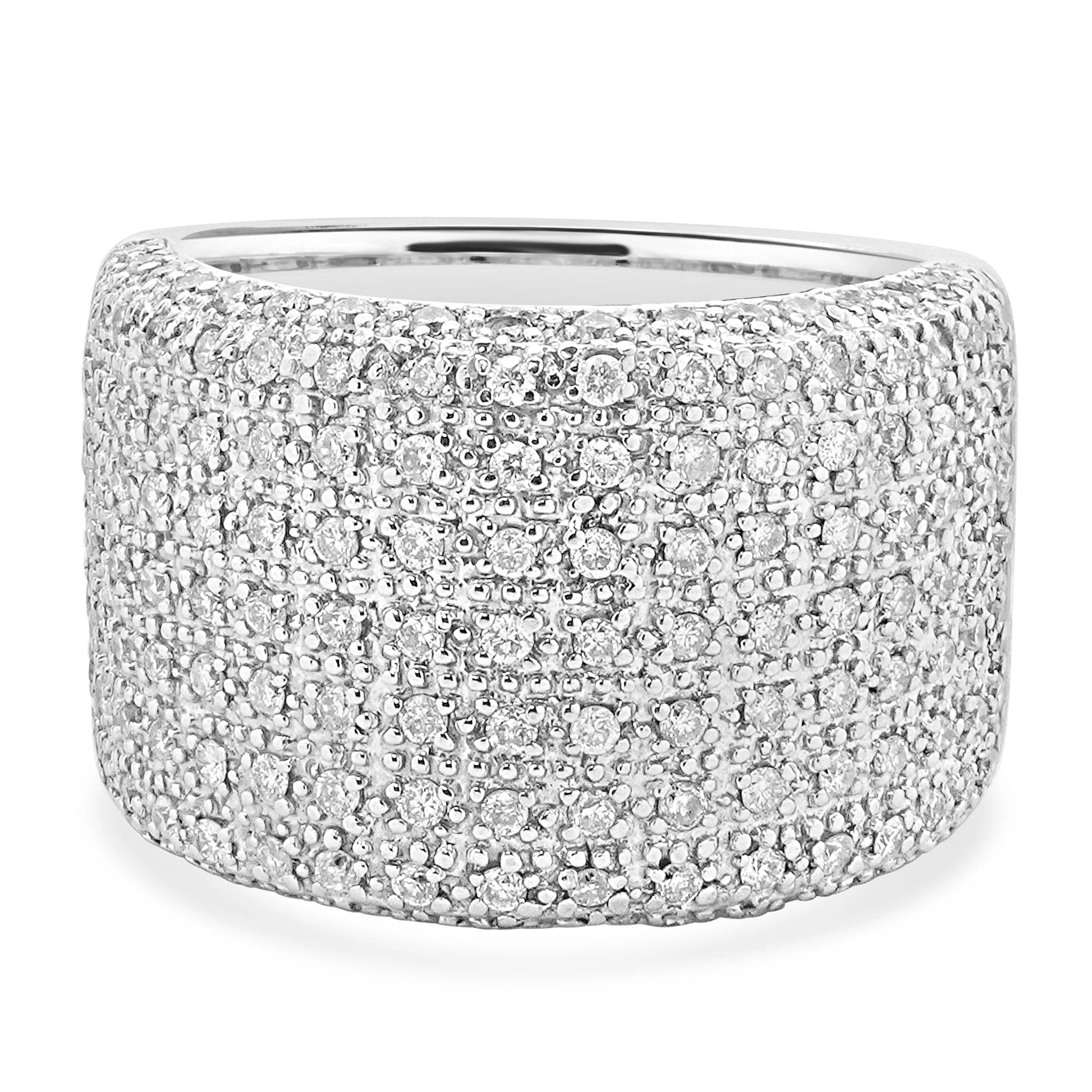 14 Karat White Gold 9 Row Pave Diamond Band