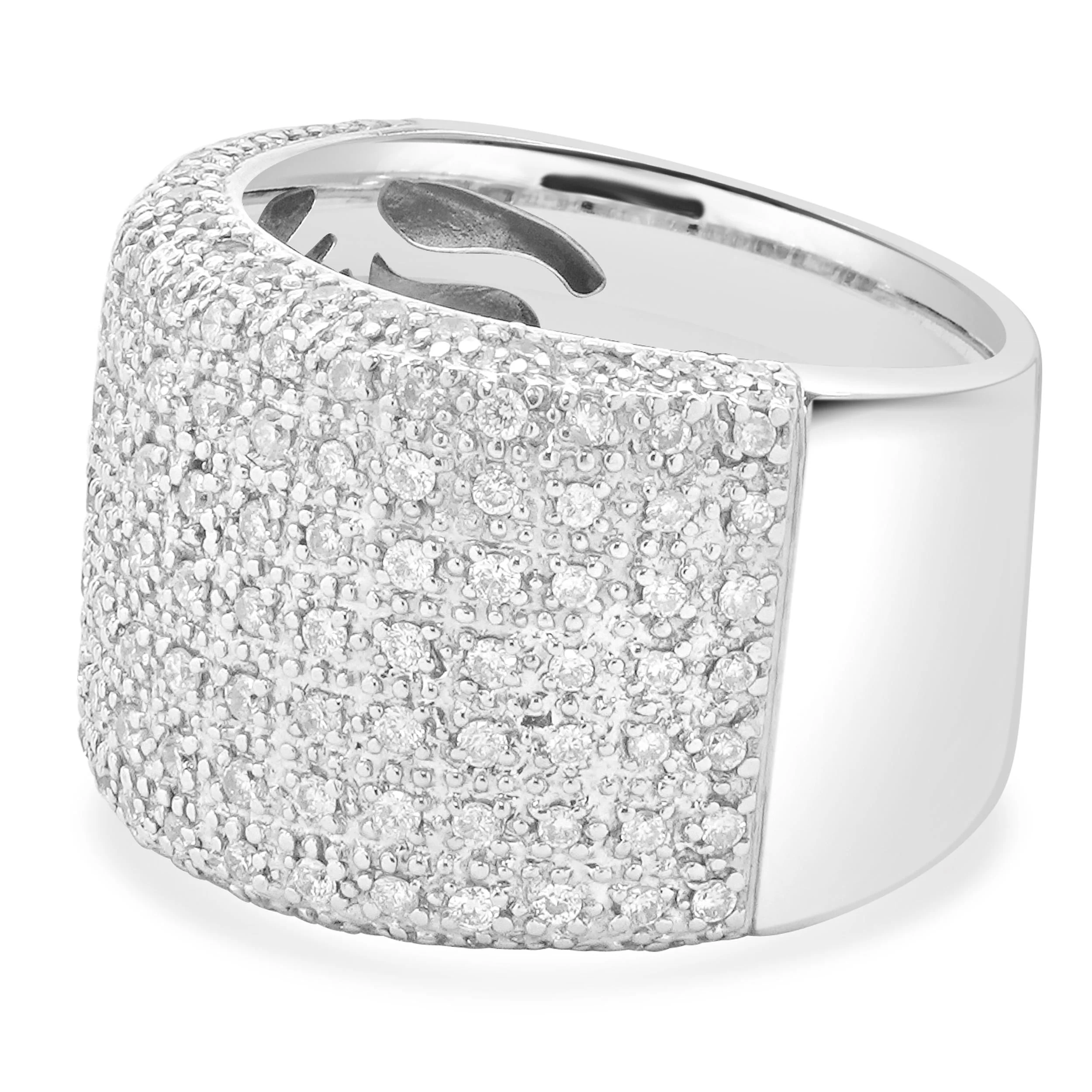 14 Karat White Gold 9 Row Pave Diamond Band - Image 2