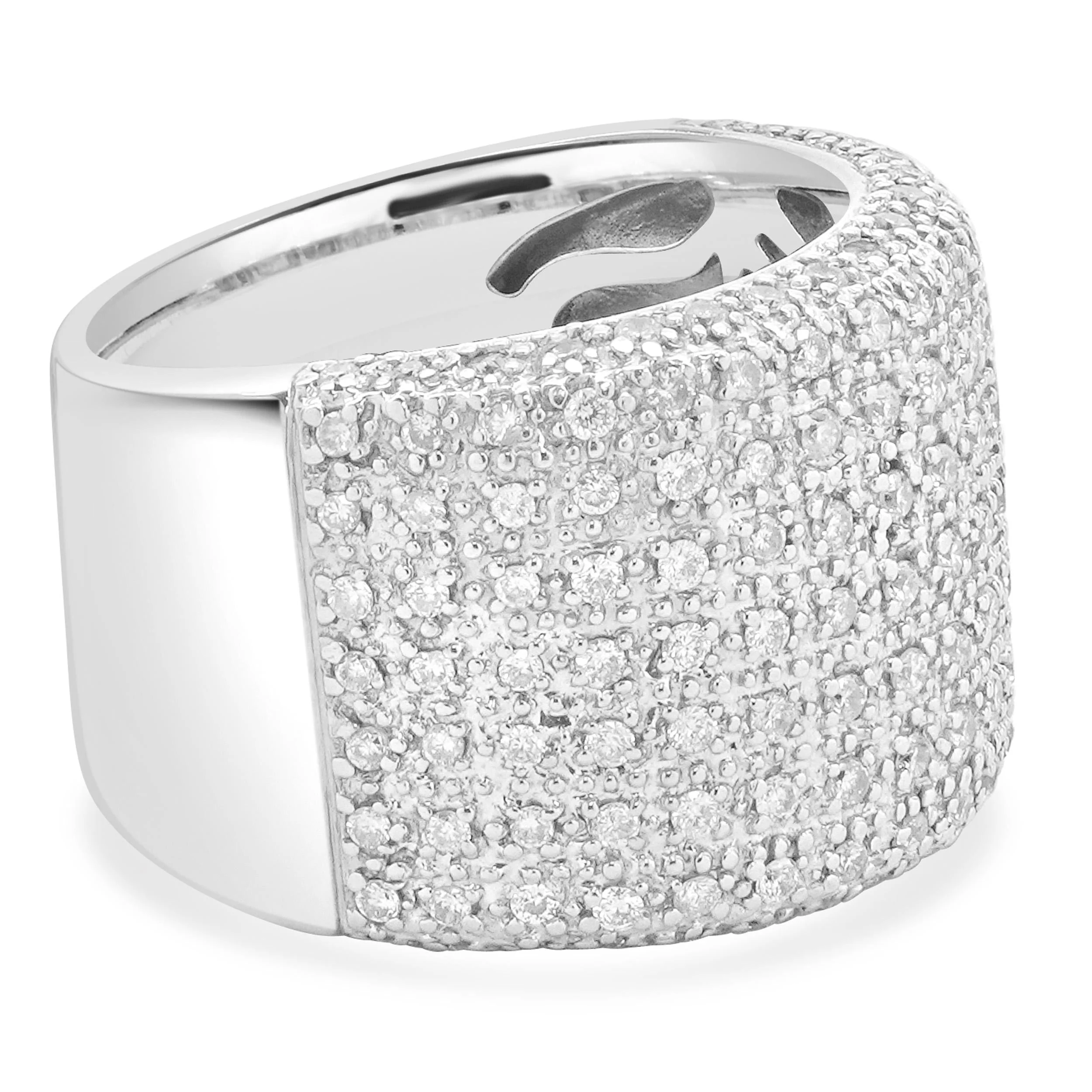 14 Karat White Gold 9 Row Pave Diamond Band - Image 3