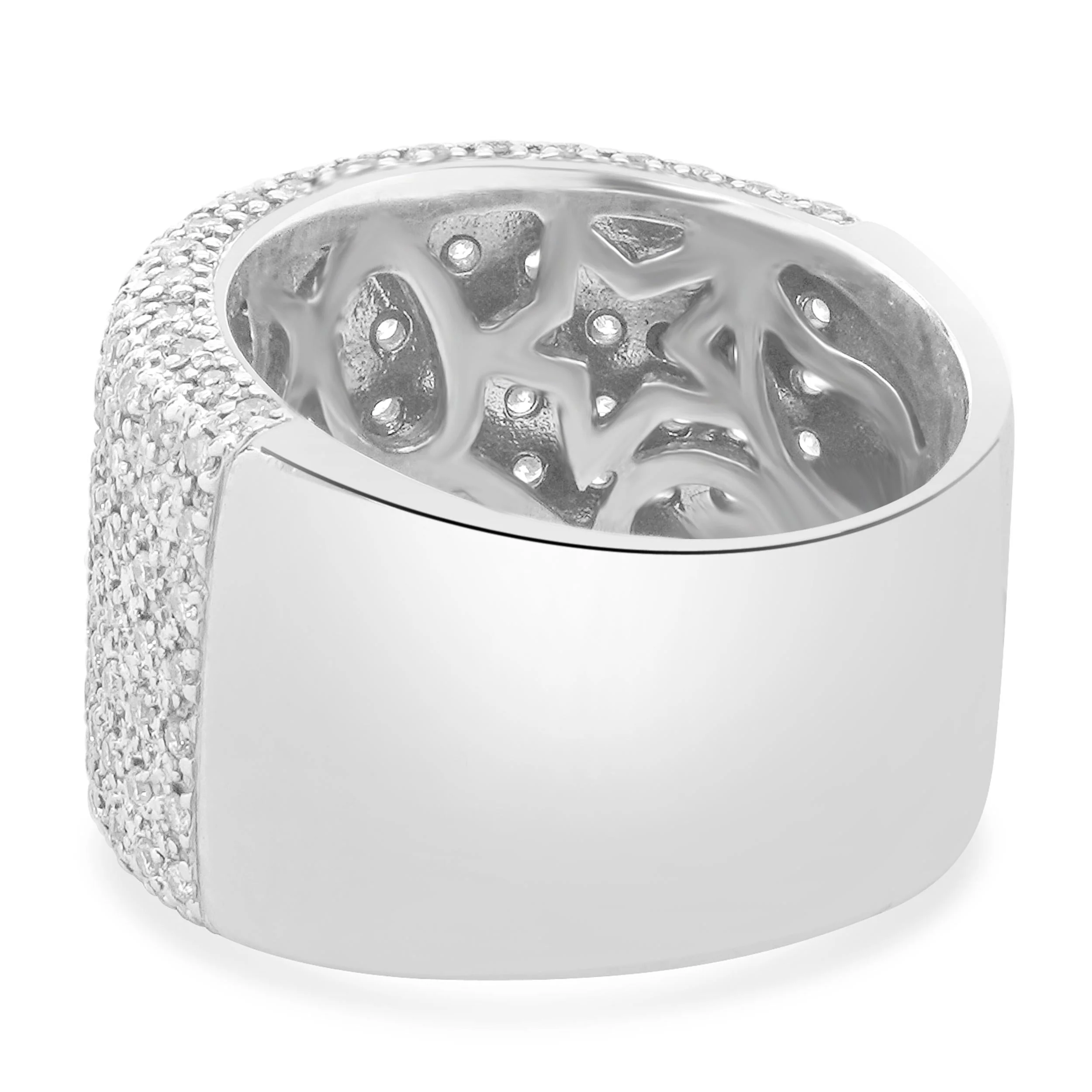 14 Karat White Gold 9 Row Pave Diamond Band - Image 4