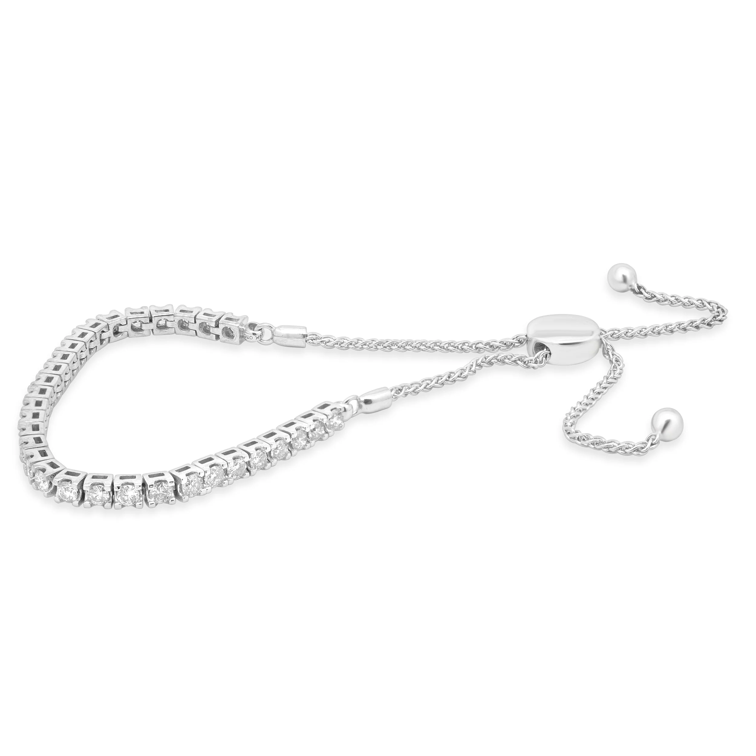 14 Karat White Gold Adjustable Bolo Bracelet - Image 2