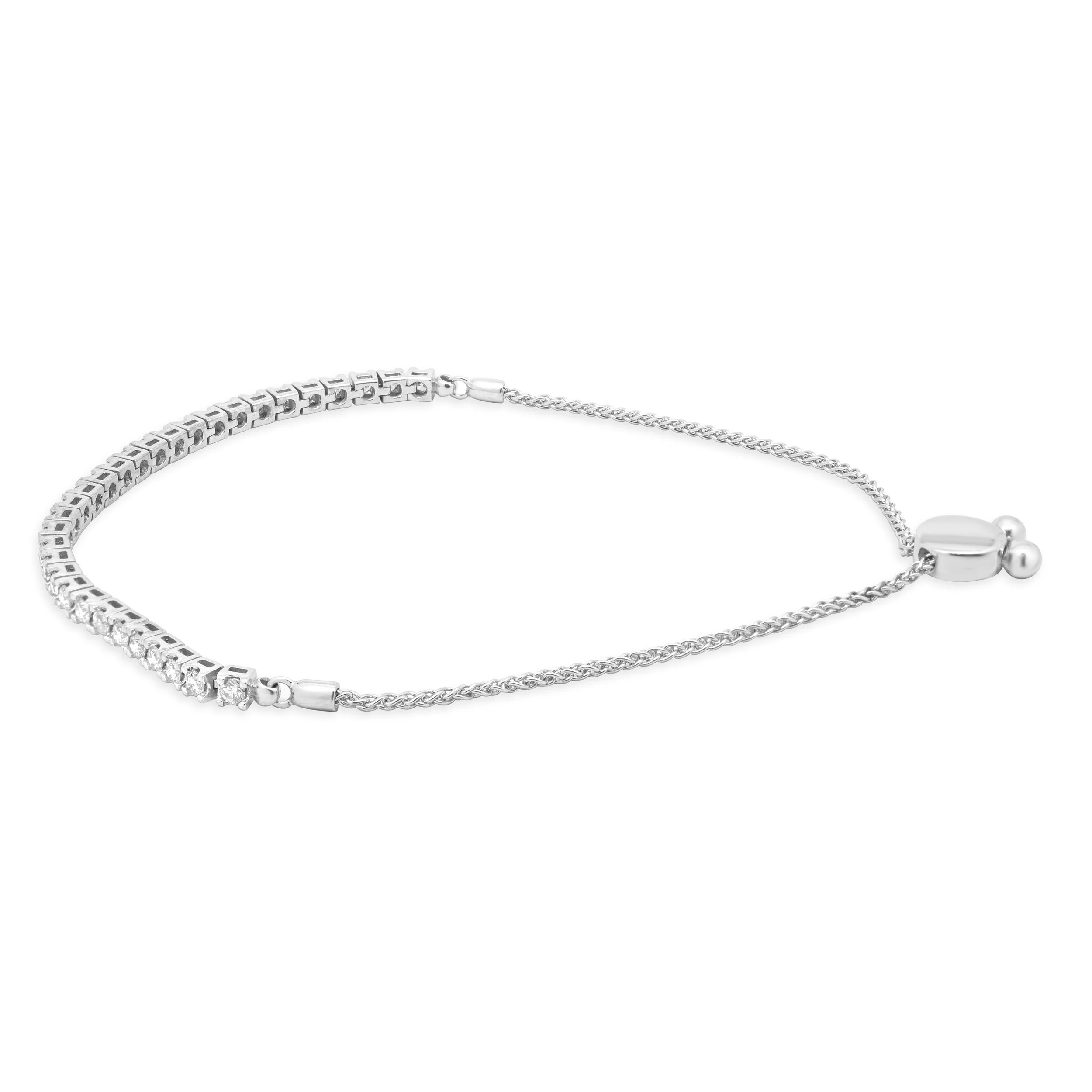 14 Karat White Gold Adjustable Bolo Bracelet - Image 3