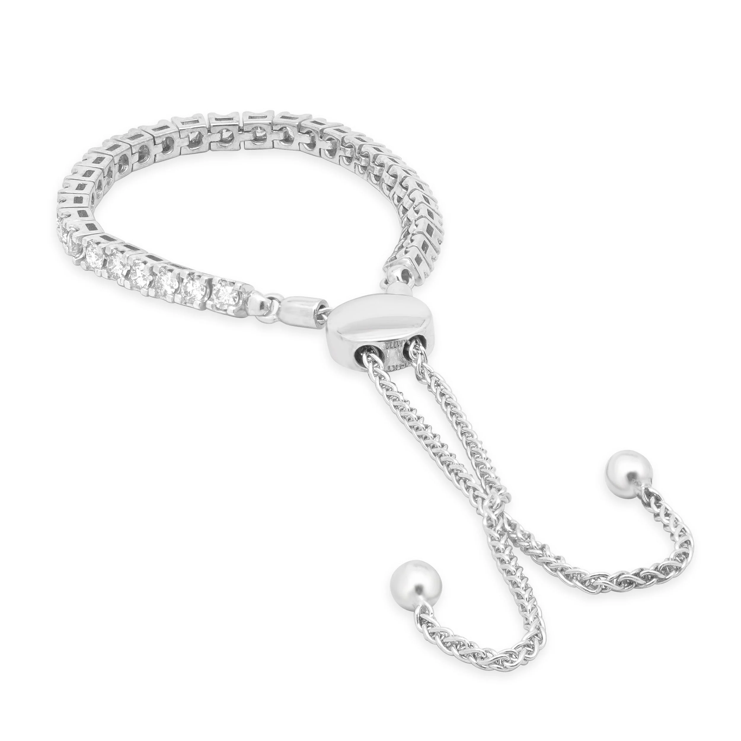 14 Karat White Gold Adjustable Bolo Bracelet - Image 4