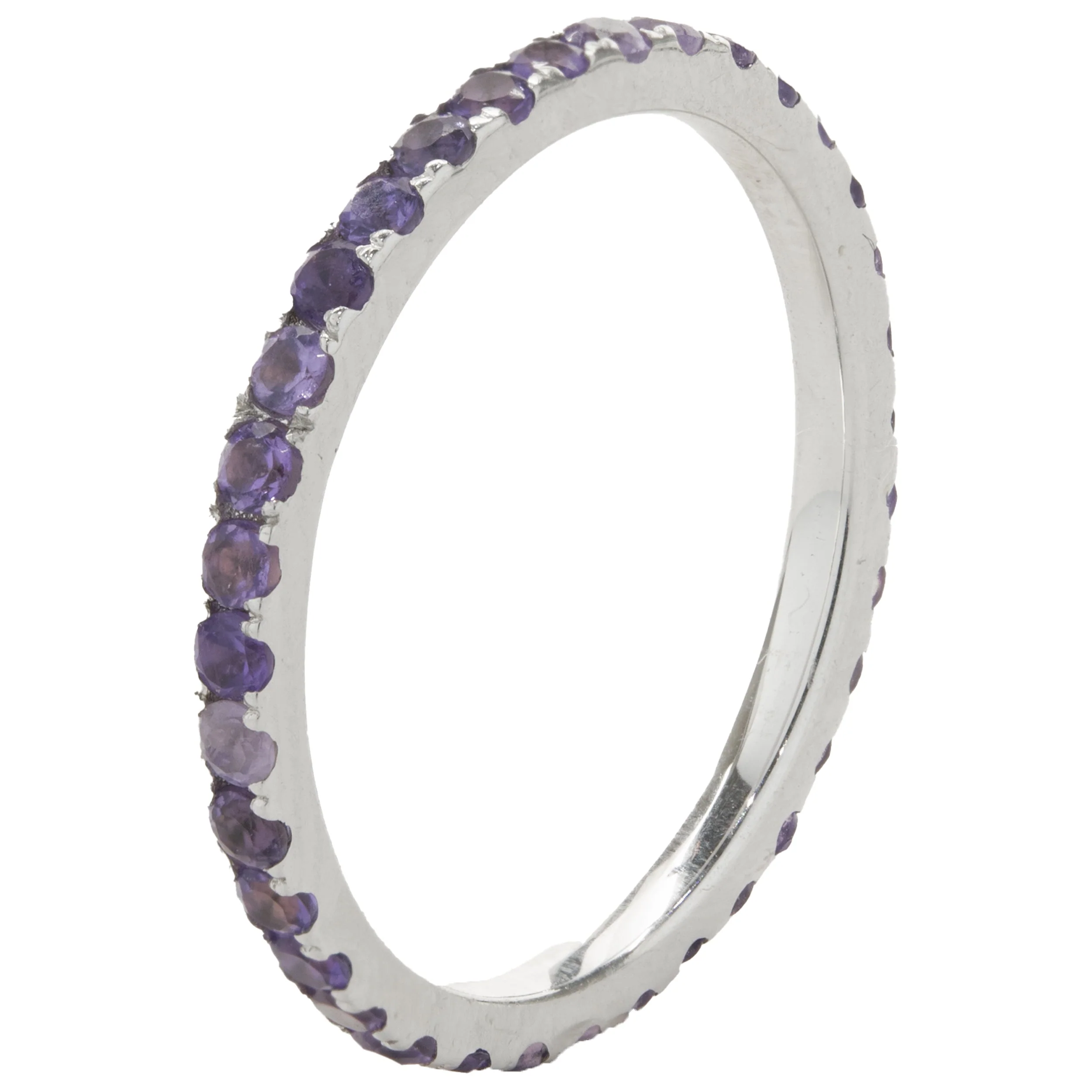 14 Karat White Gold Amethyst Eternity Band - Image 4