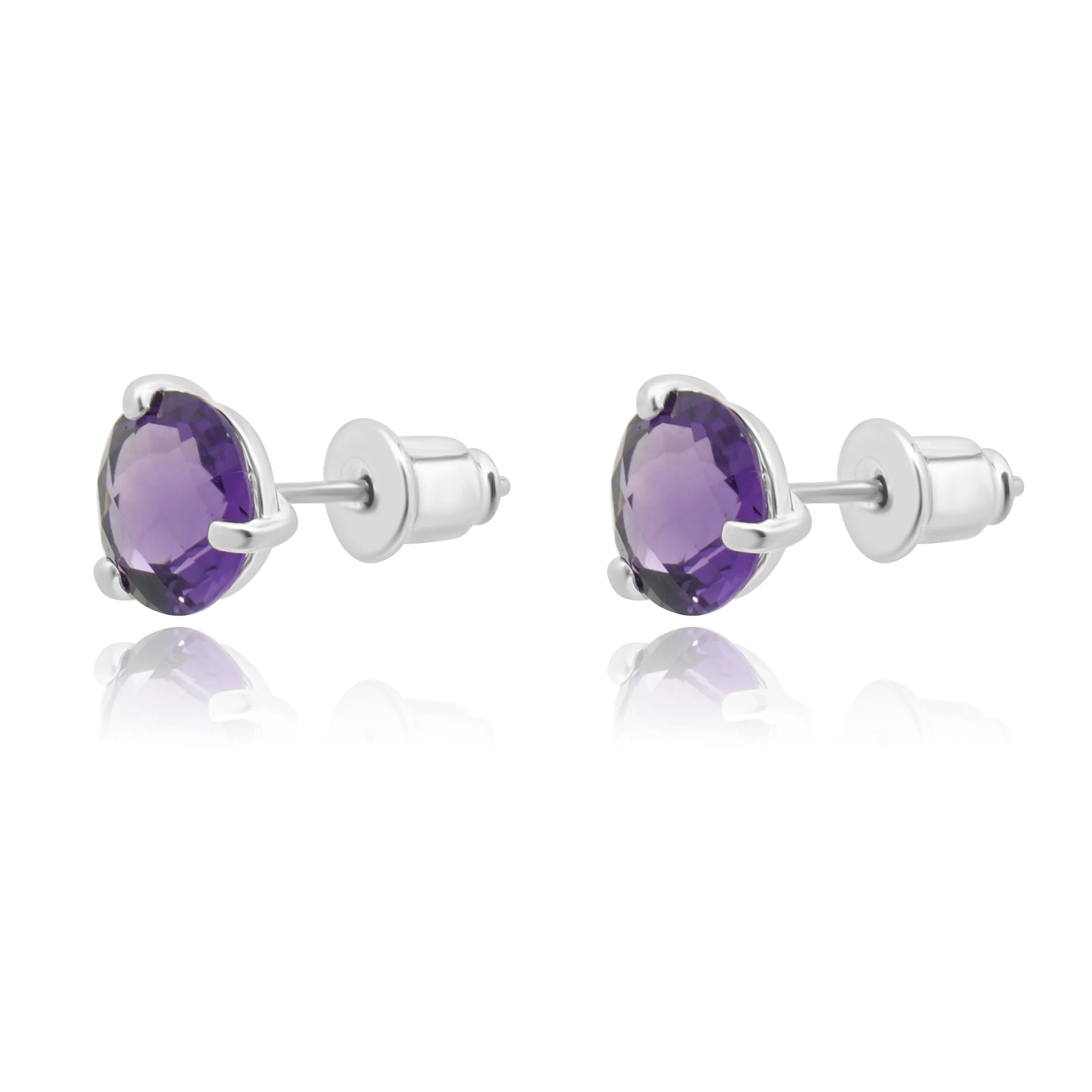 14 Karat White Gold Amethyst Stud Earrings - Image 2