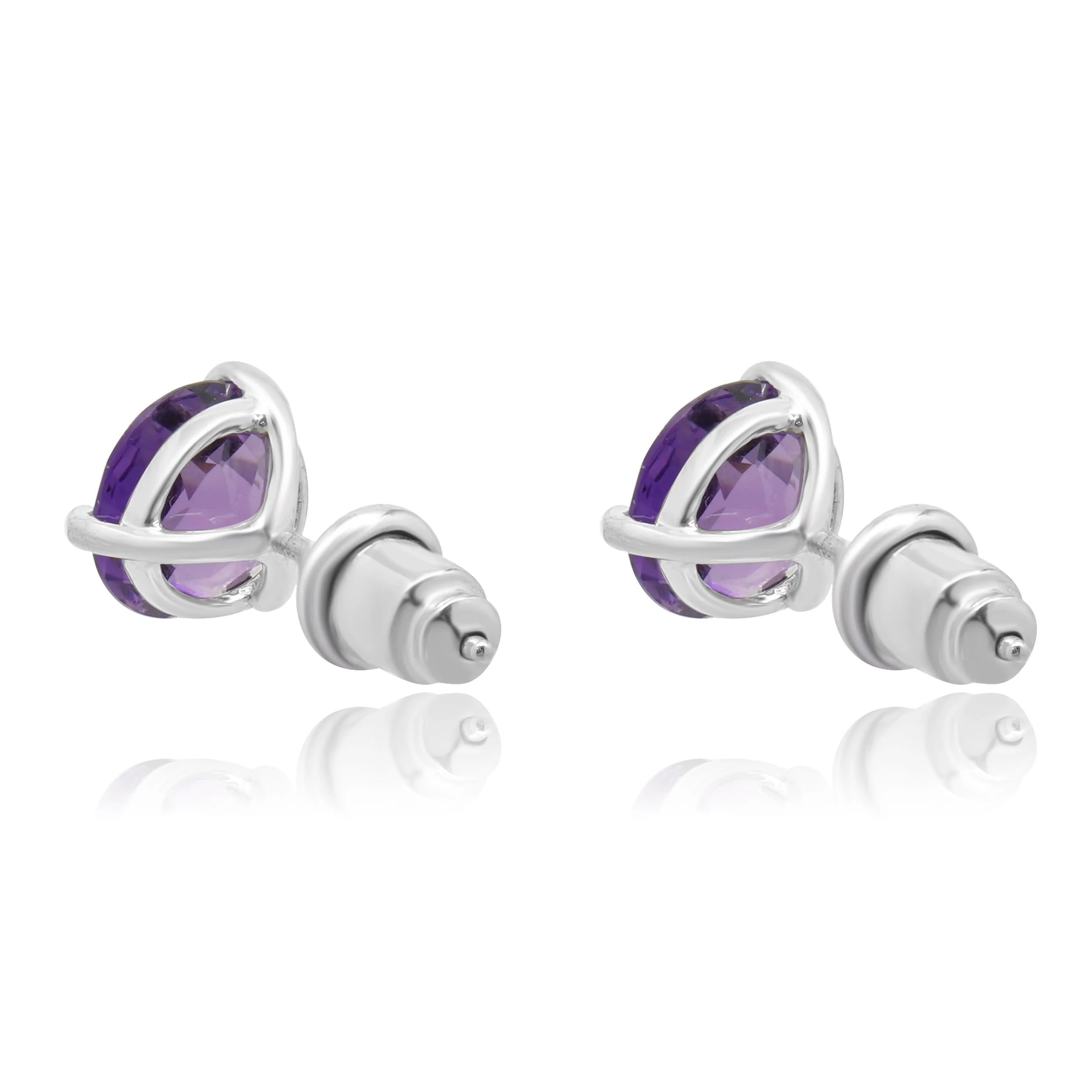 14 Karat White Gold Amethyst Stud Earrings - Image 4