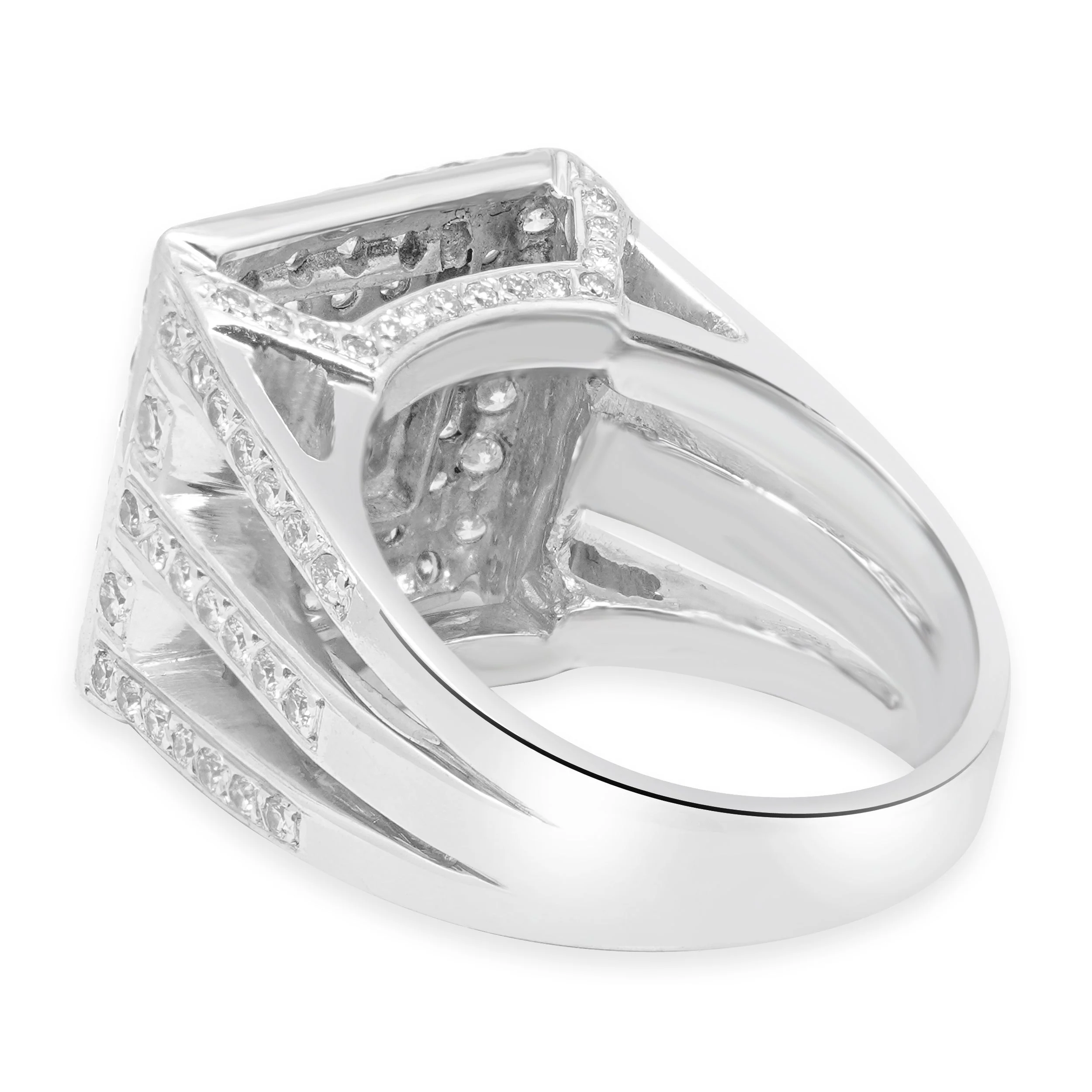 14 Karat White Gold and Pave Round Diamond Square Ring - Image 3