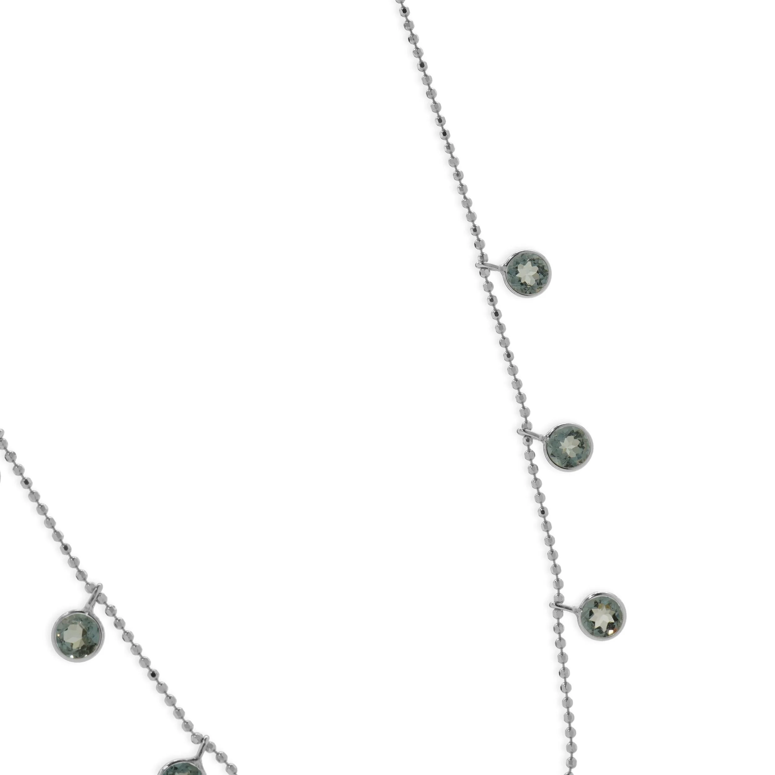 14 Karat White Gold Aquamarine Drop Station Necklace - Image 2