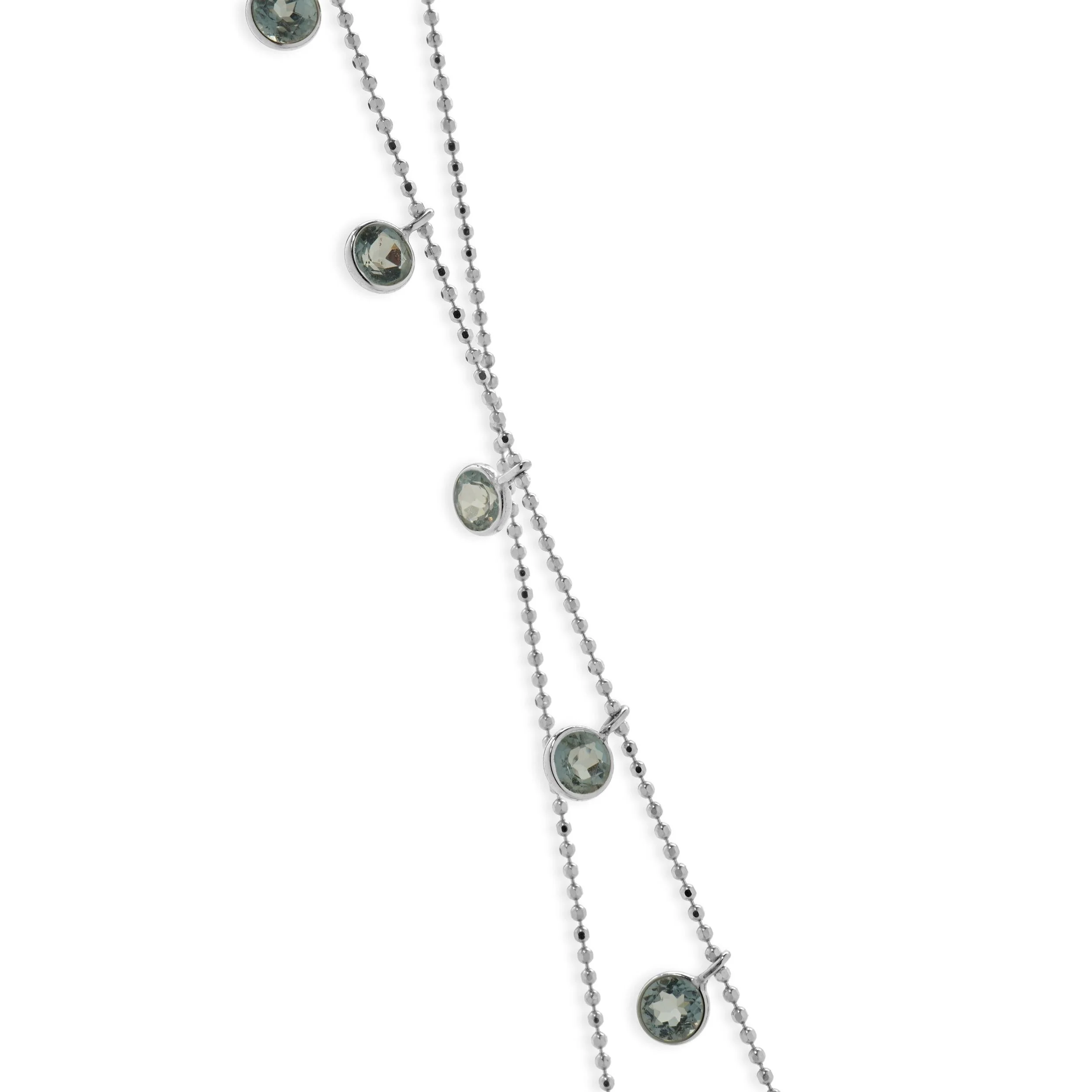 14 Karat White Gold Aquamarine Drop Station Necklace - Image 3