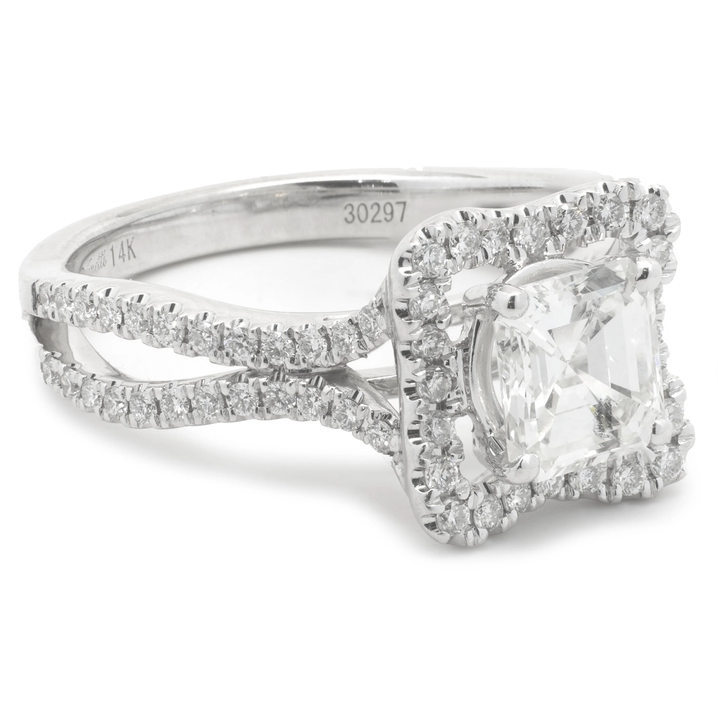 14 Karat White Gold Asscher Cut Diamond Engagement - Image 2