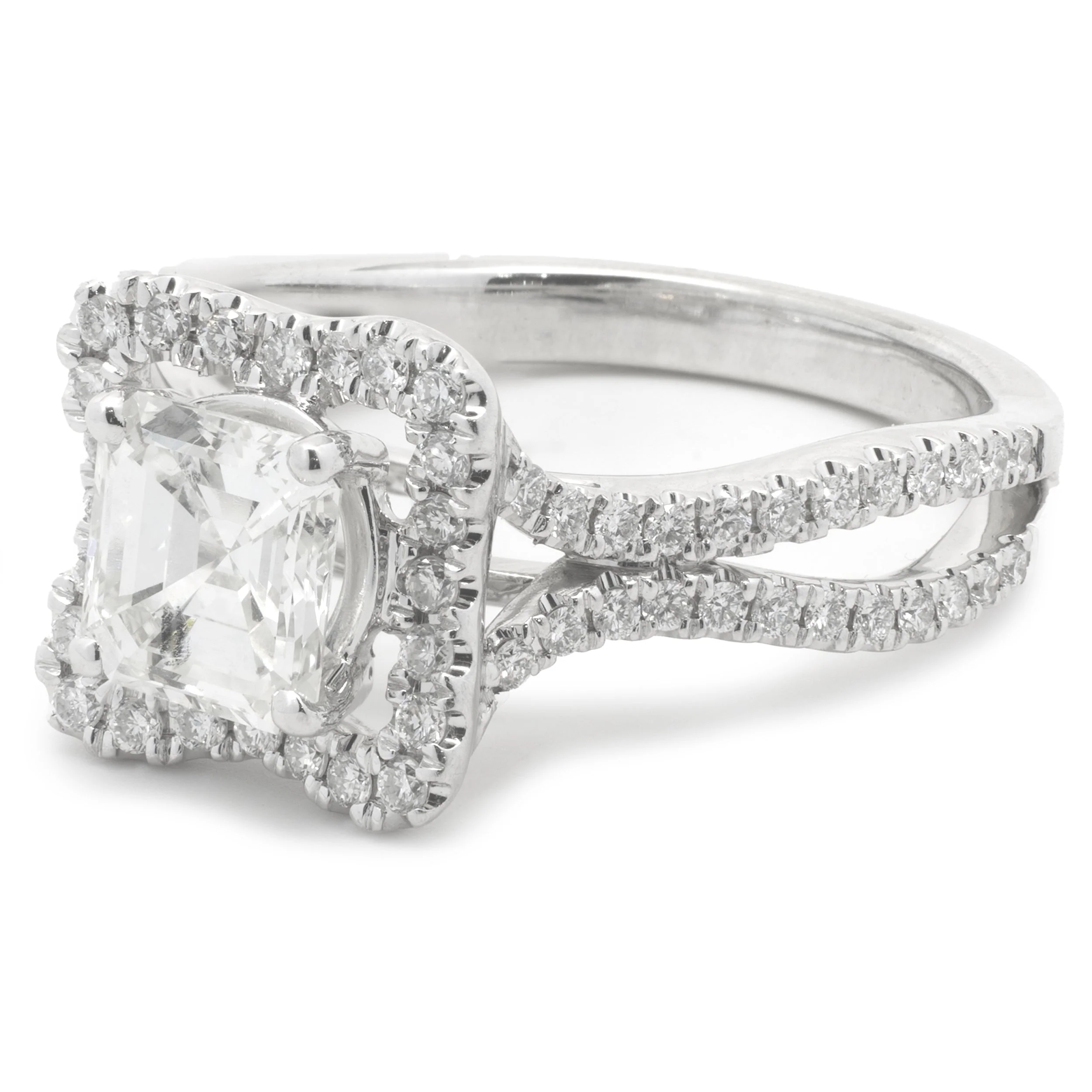 14 Karat White Gold Asscher Cut Diamond Engagement - Image 3