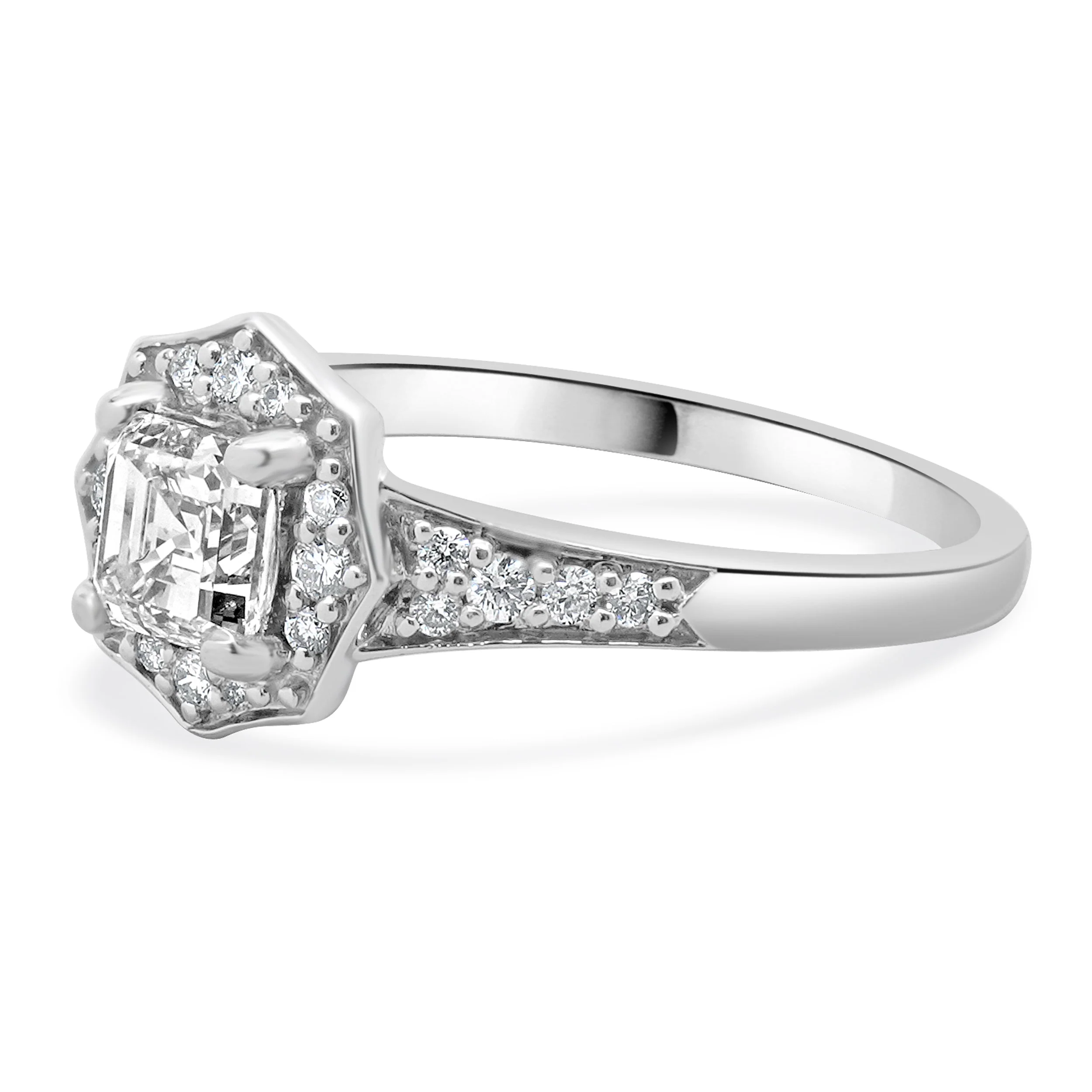 14 Karat White Gold Asscher Cut Diamond Engagement Ring - Image 2