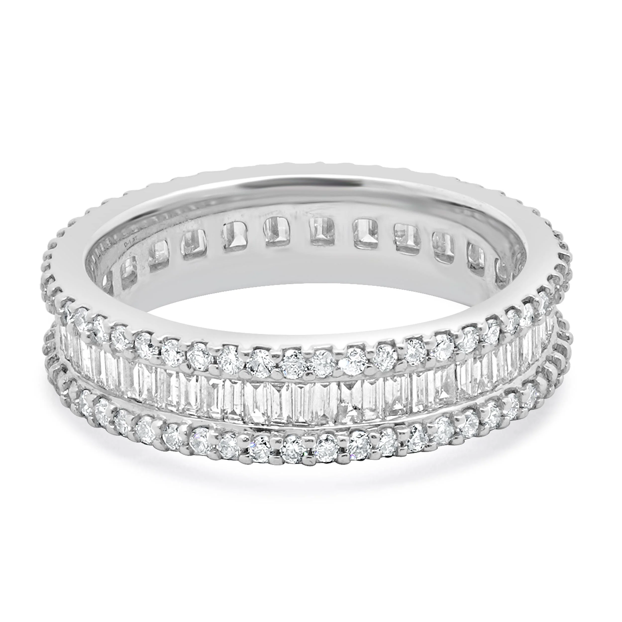 14 Karat White Gold Baguette and Round Diamond Eternity Band
