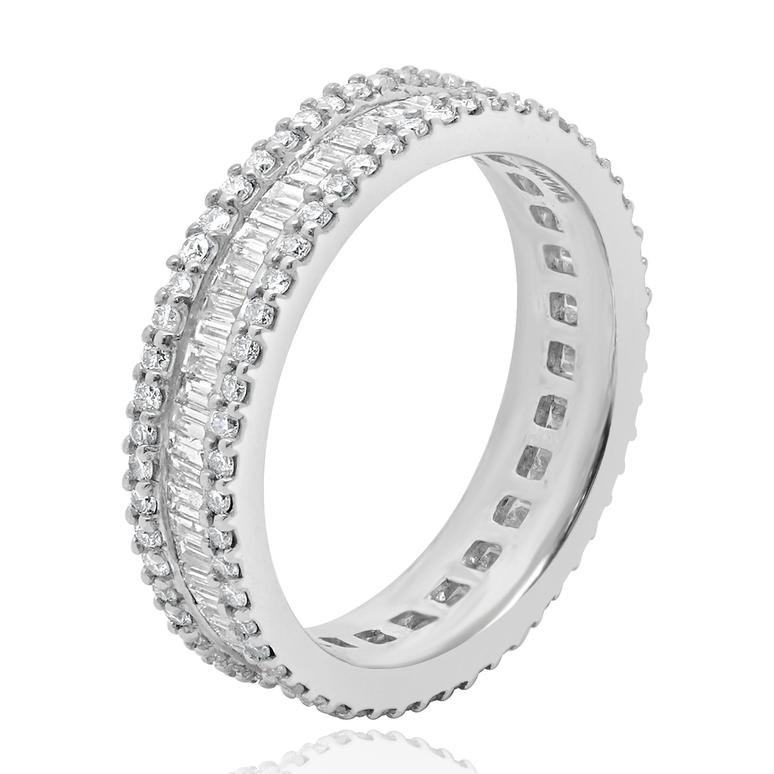 14 Karat White Gold Baguette and Round Diamond Eternity Band - Image 2