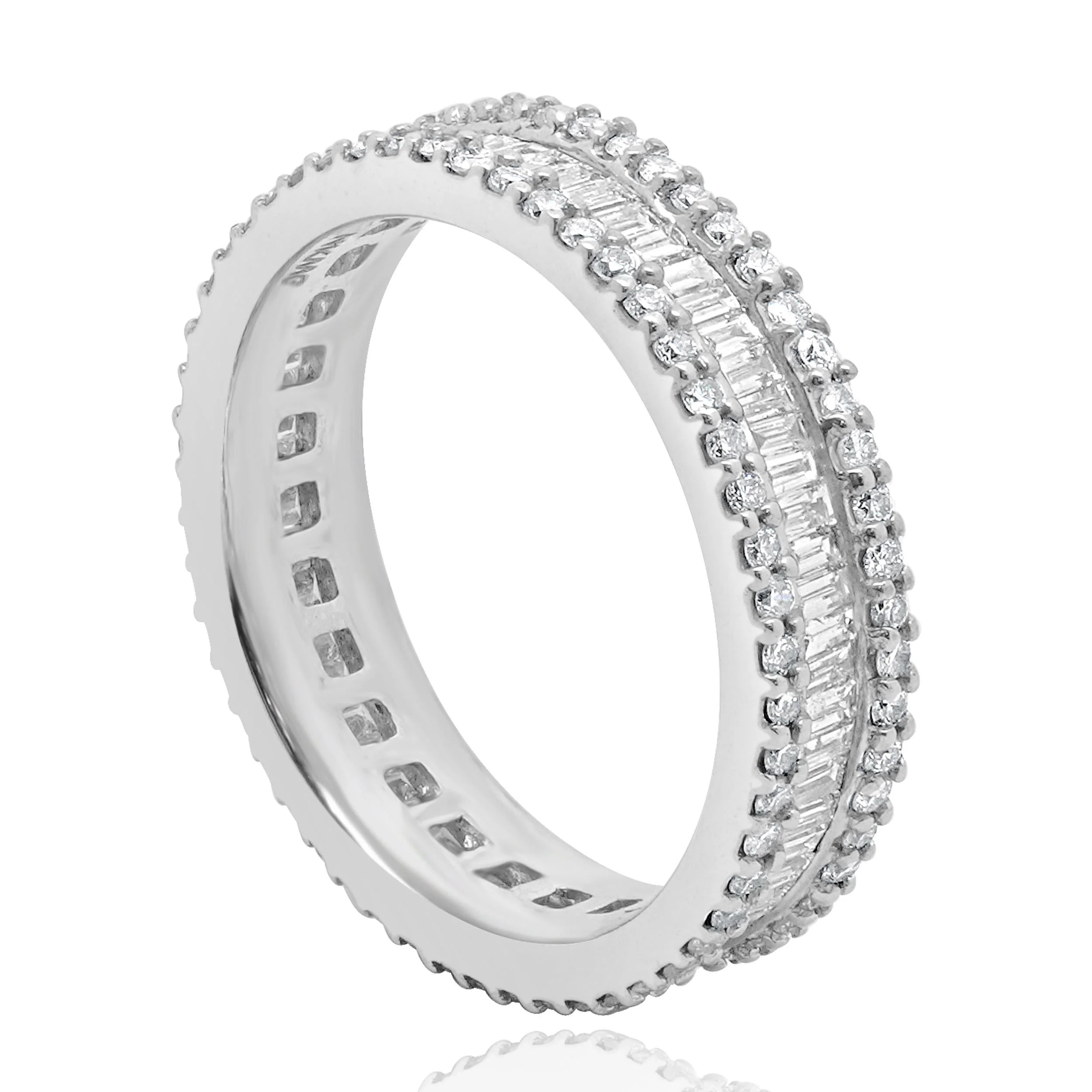 14 Karat White Gold Baguette and Round Diamond Eternity Band - Image 4