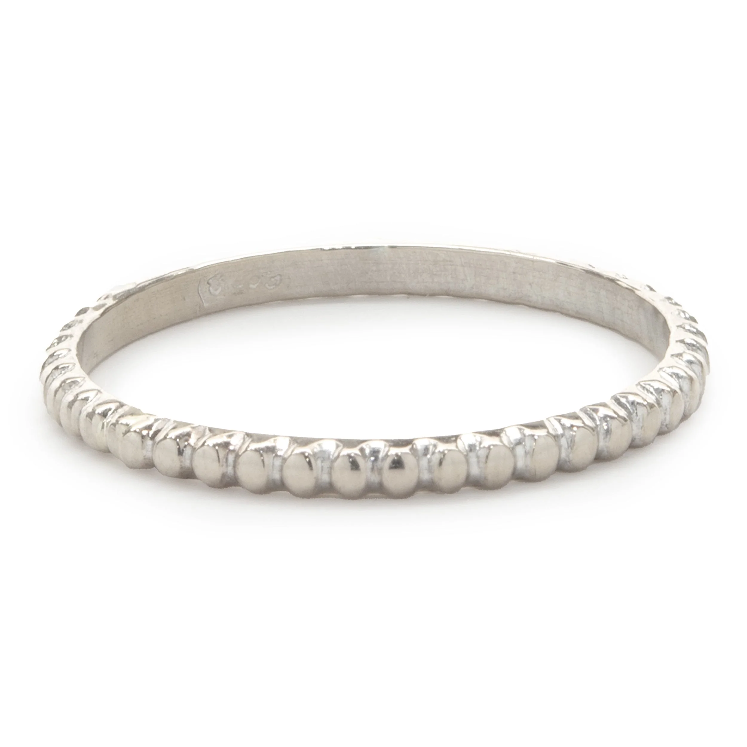 14 Karat White Gold Beaded Band