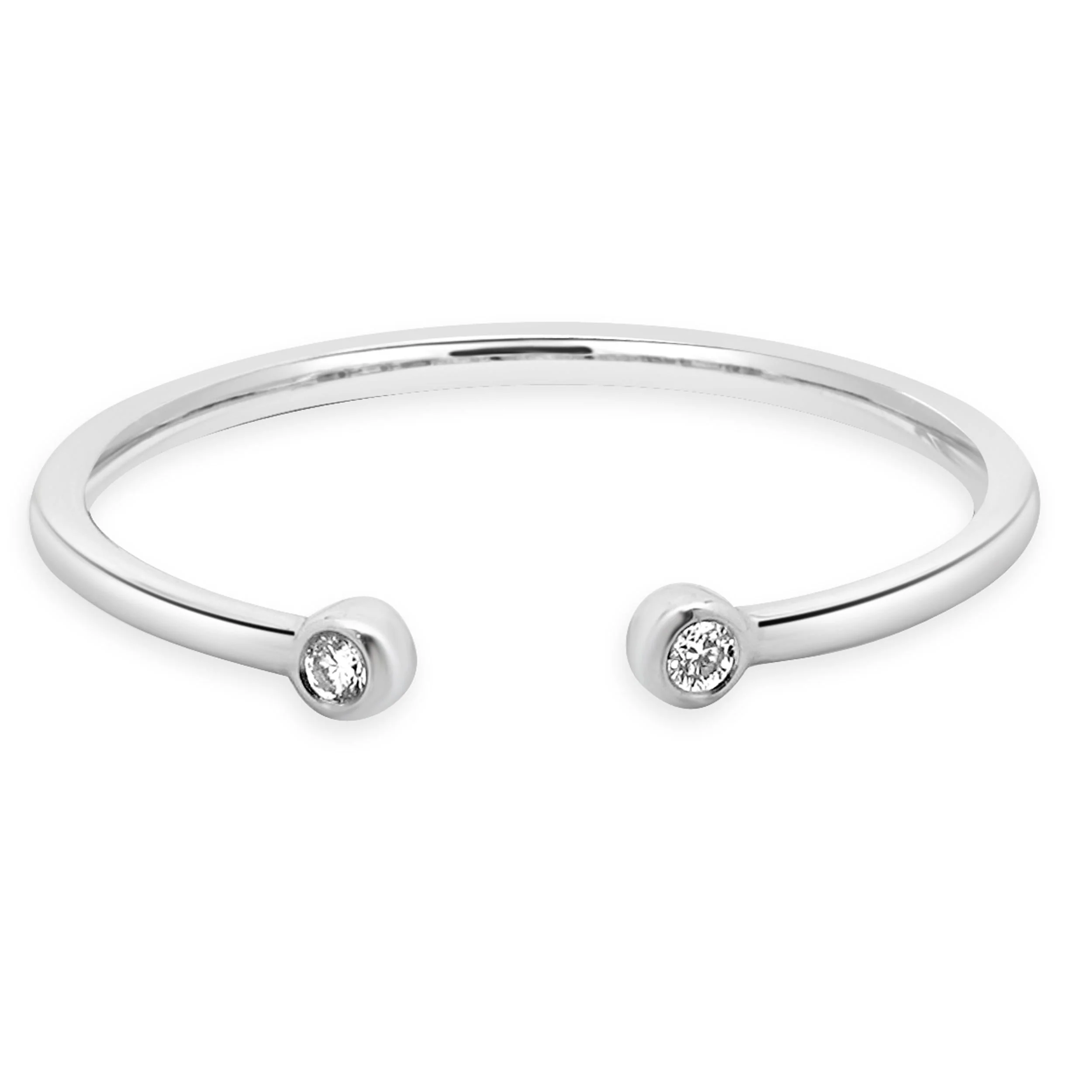 14 Karat White Gold Bezel Set Open Shank Band