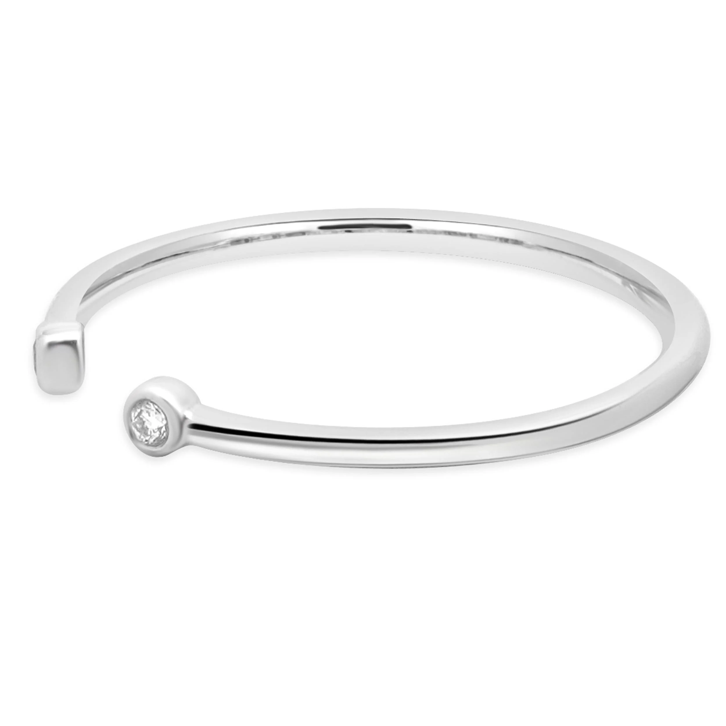 14 Karat White Gold Bezel Set Open Shank Band - Image 2