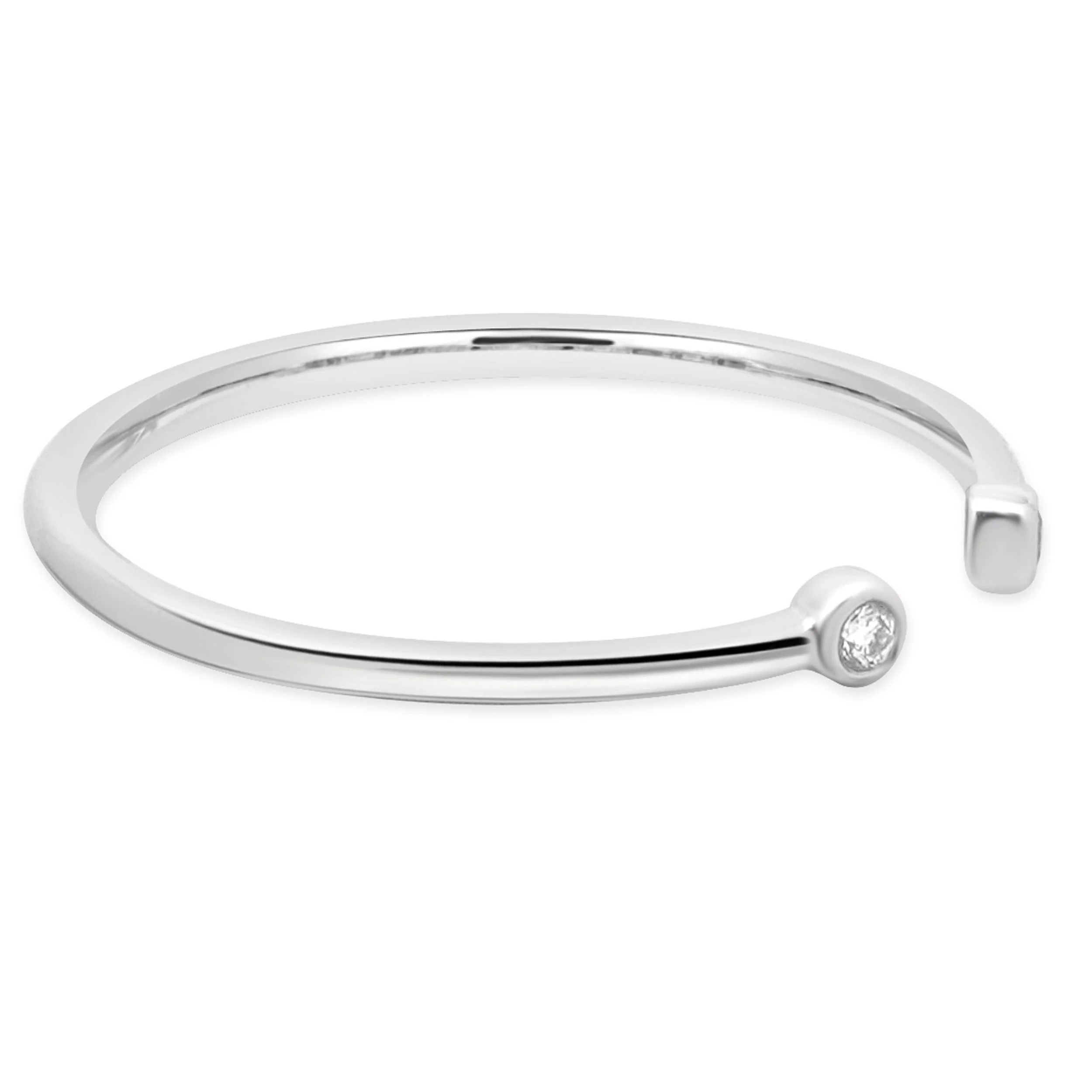 14 Karat White Gold Bezel Set Open Shank Band - Image 4