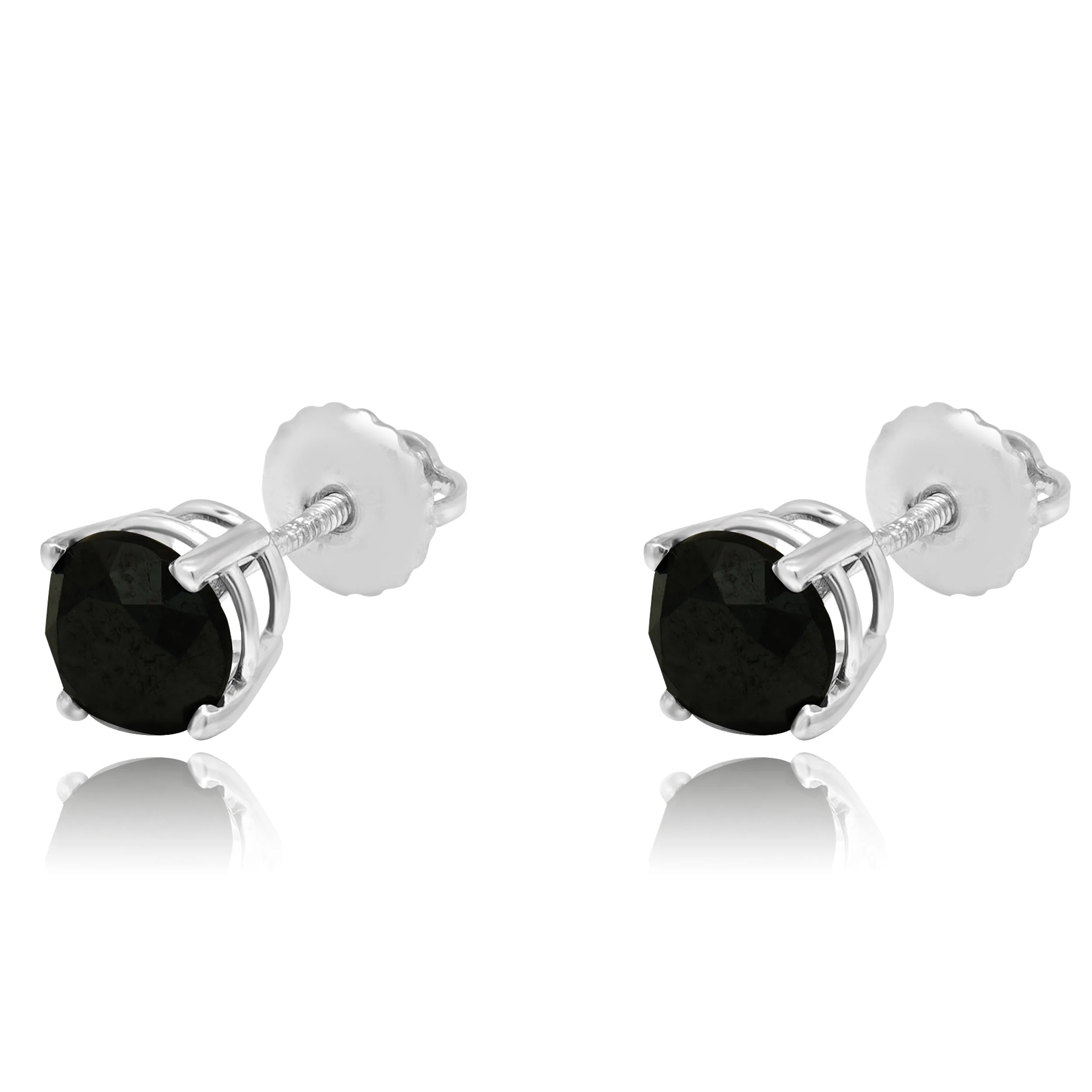 14 Karat White Gold Black Diamond Stud Earrings