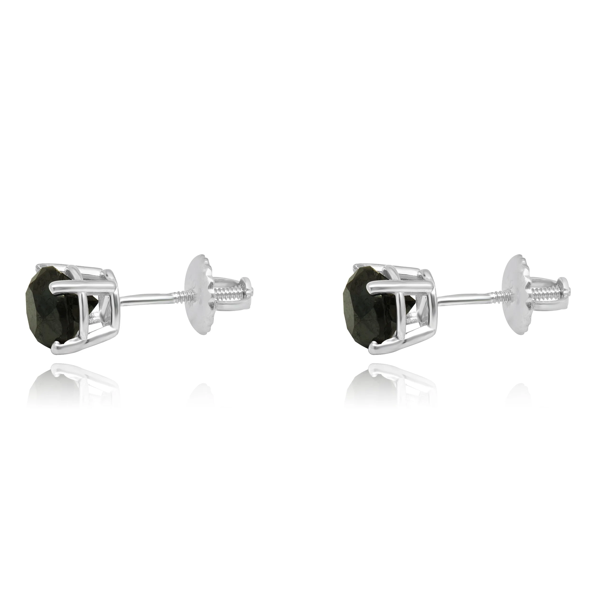 14 Karat White Gold Black Diamond Stud Earrings - Image 2