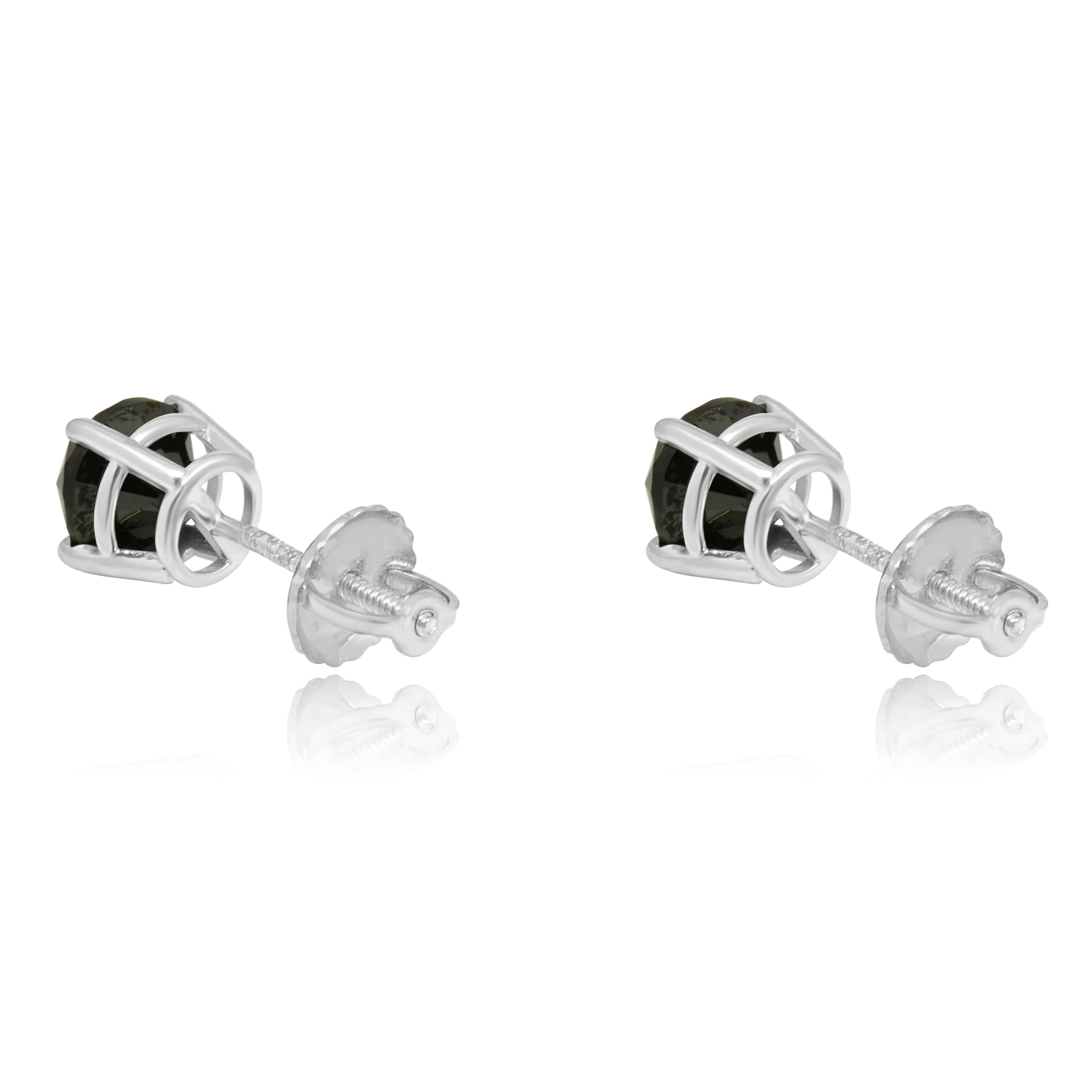 14 Karat White Gold Black Diamond Stud Earrings - Image 3